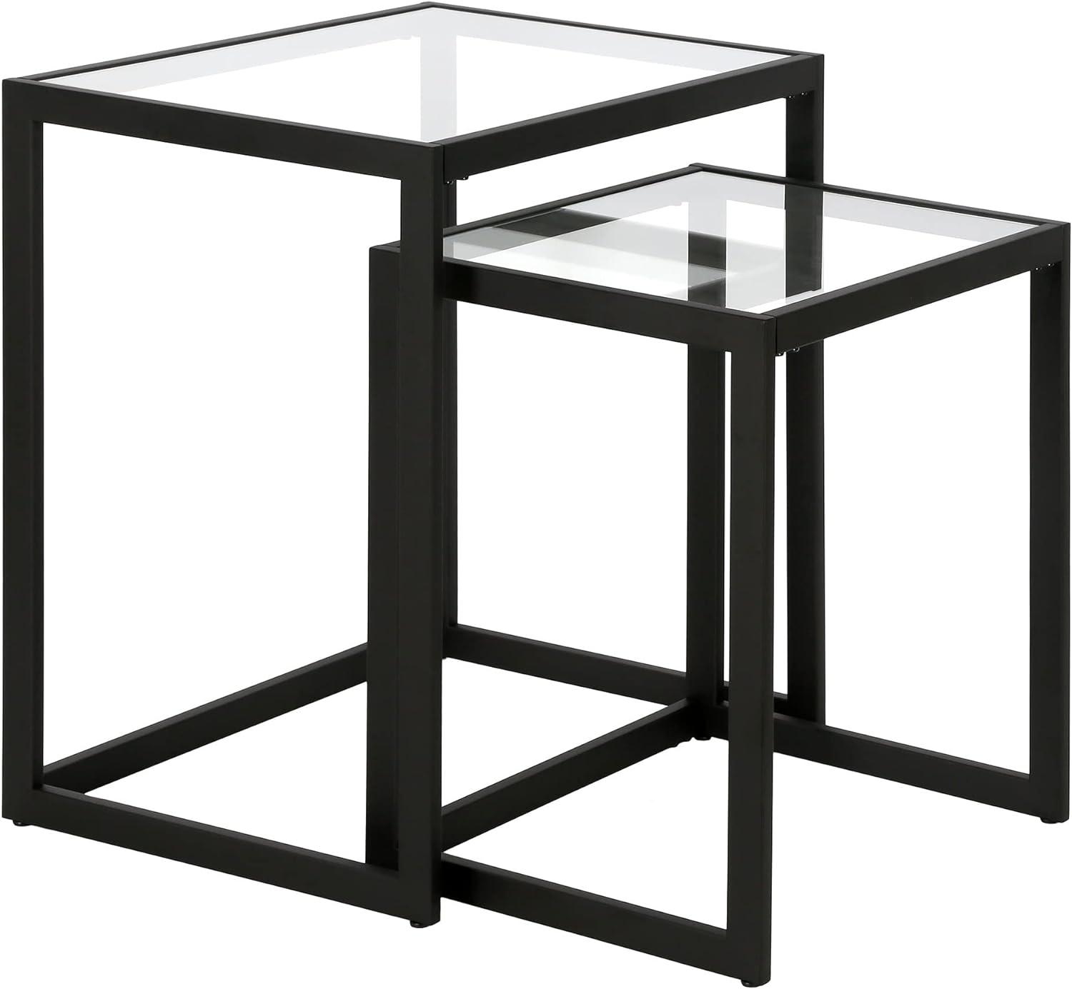 Evelyn&Zoe Rocco Rectangular Nested Side Table, Blackened Bronze