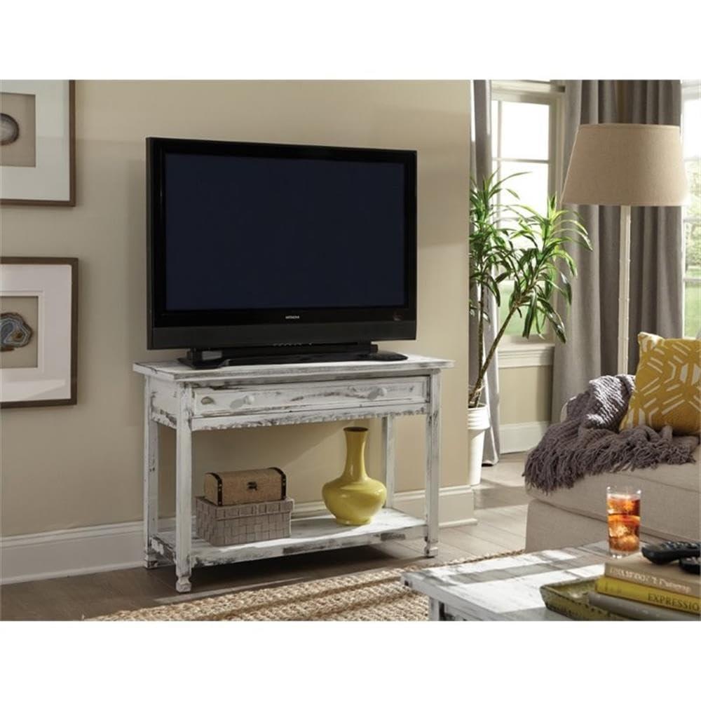 Console Table Hardwood White - Alaterre Furniture: Elegant Entryway Furniture with Storage Shelf, Spot Clean