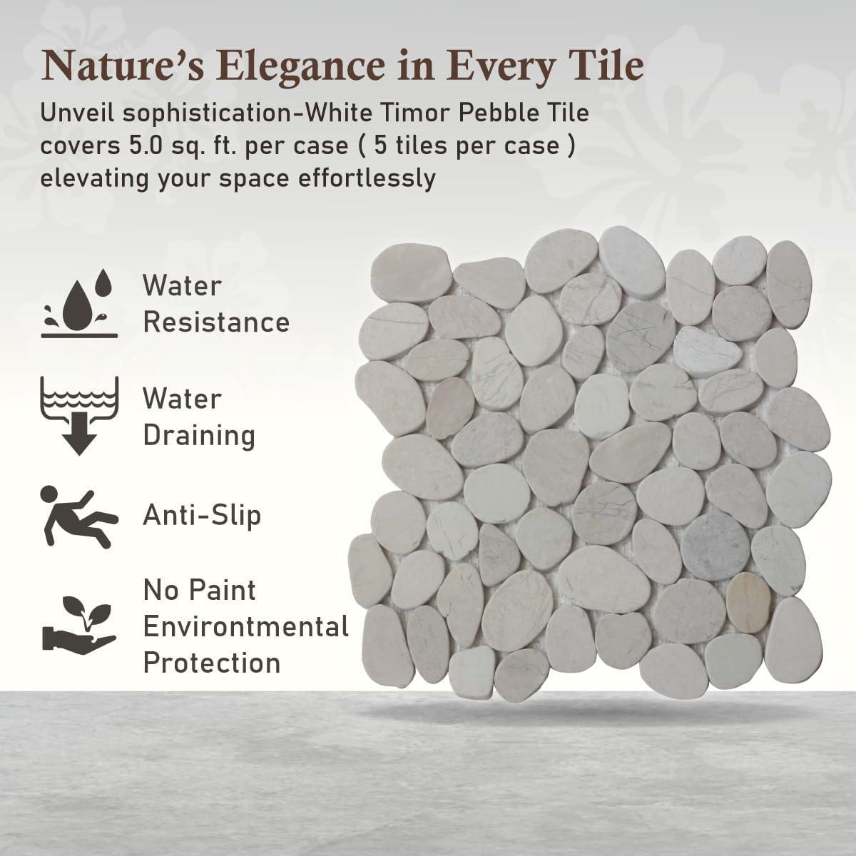 Hawaii 12" x 12" Natural Stone Pebbles Mosaic Wall & Floor Tile