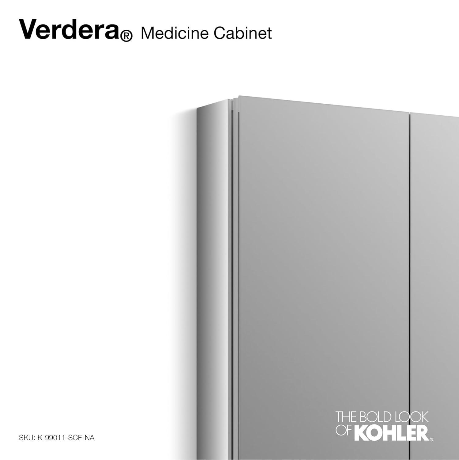 KOHLER Verdera® Aluminum Triple-Door Medicine Cabinet, Frameless with Adjustable Shelves