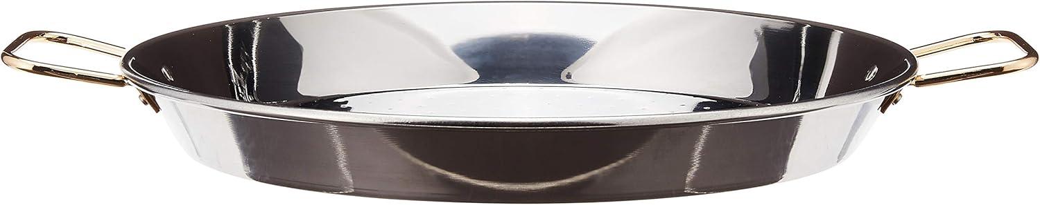 14-Inch Stainless Steel Paella Pan with Gold Handles