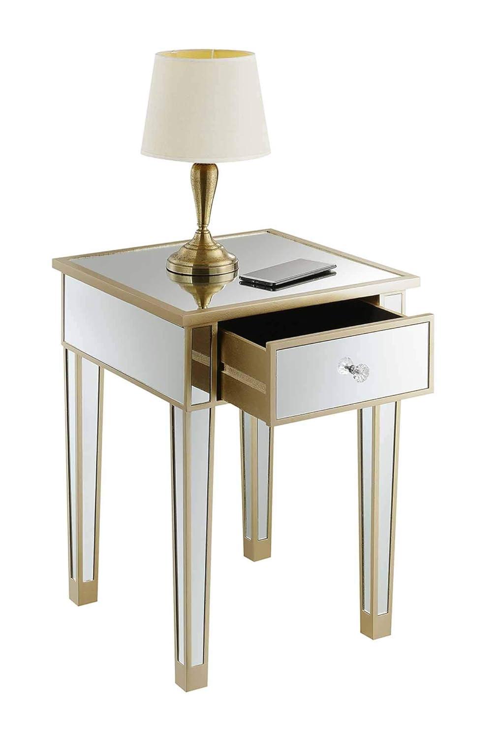 Convenience Concepts Gold Coast Mirrored End Table with Drawer, Multiple Colors