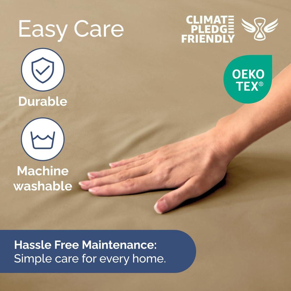 CGK Linens 100% Cotton 400 TC Fitted Sheet Only - Extra Deep Pocket for 18"-24" Mattresses in Beige, Size Full
