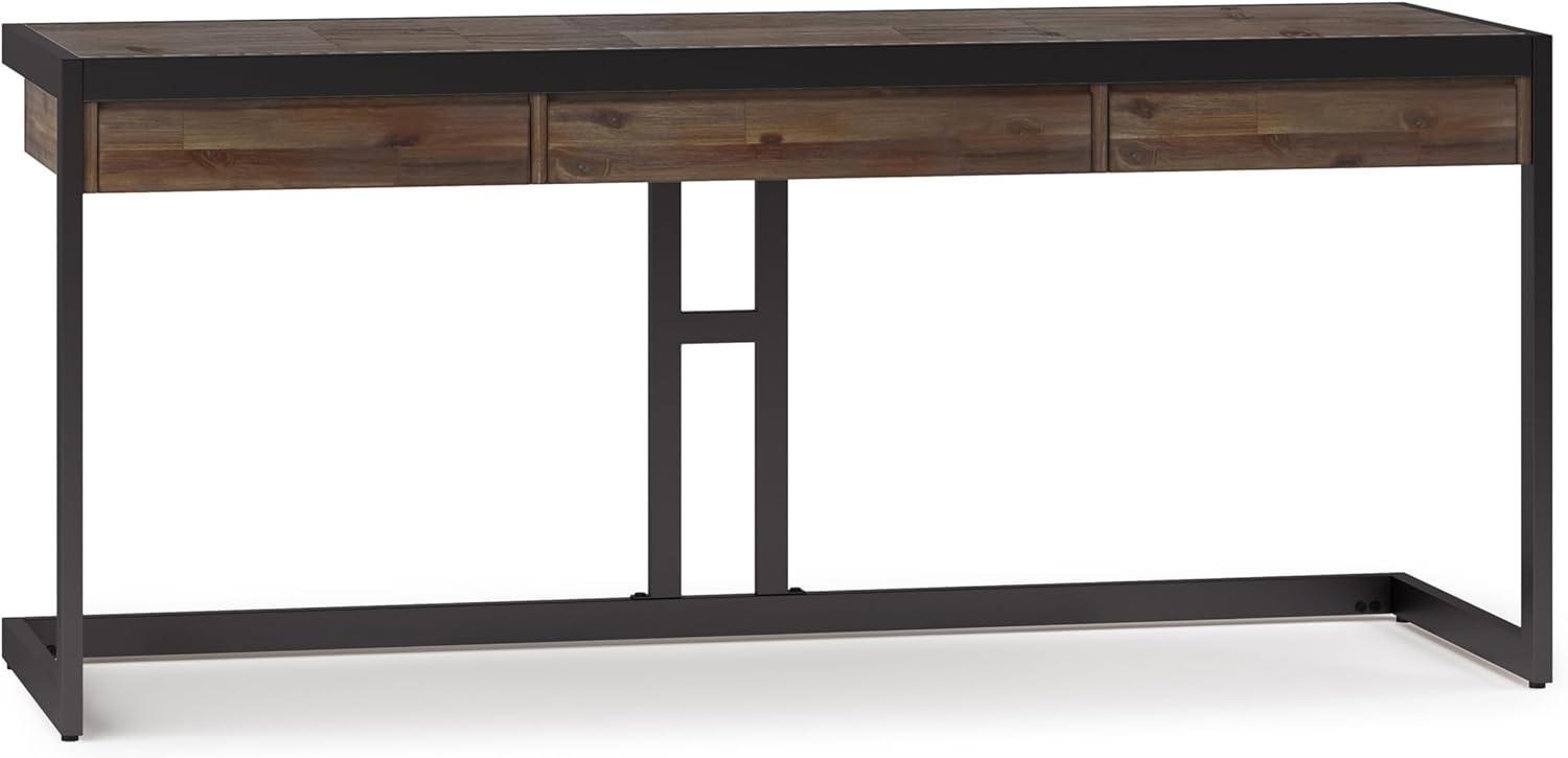 Rustic Natural Aged Brown 72" Acacia Wood Desk with Drawers