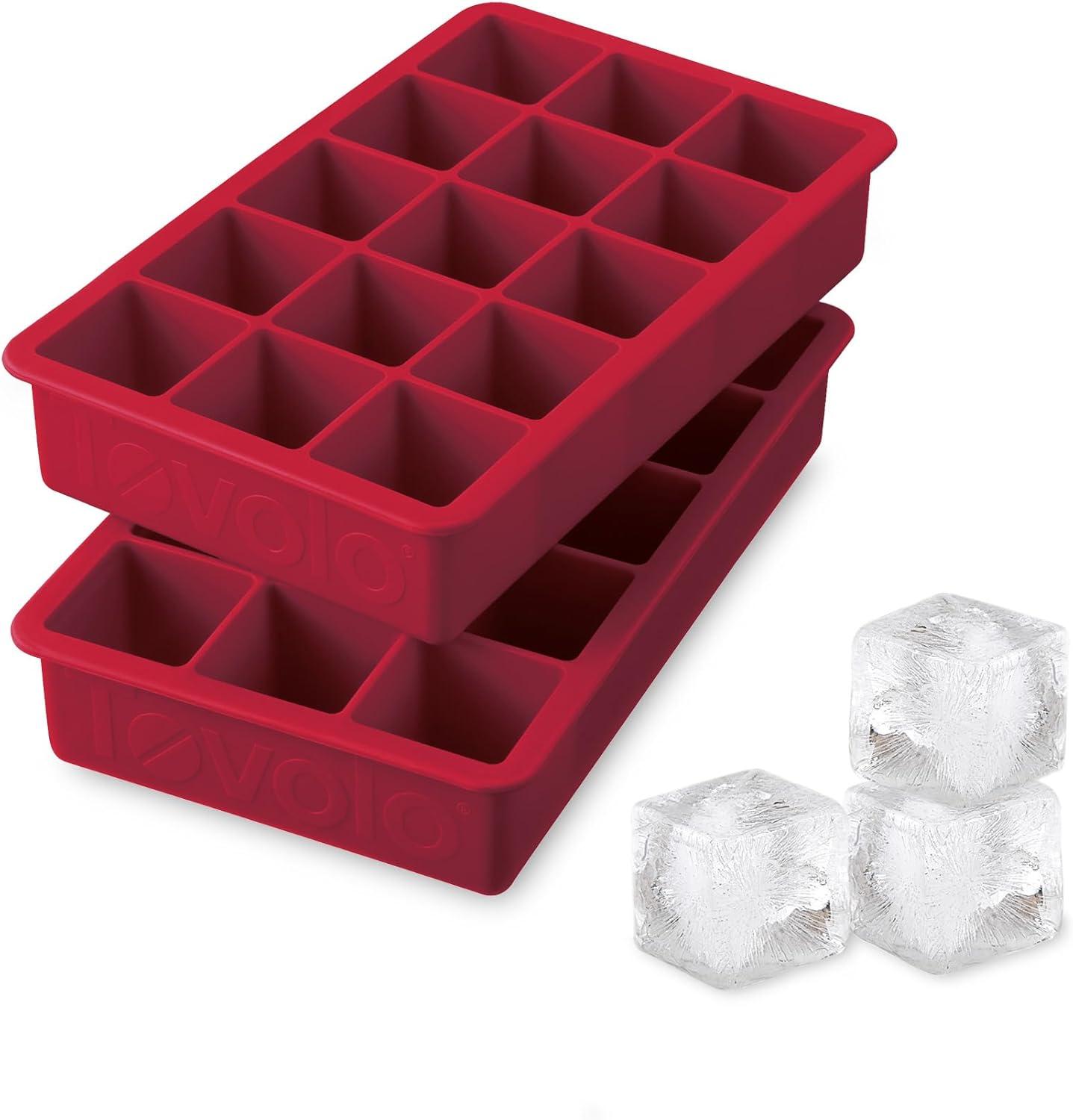 Tovolo Perfect Cube Silicone Ice Mold Freezer Tray Of 1.25" Cubes For Whiskey, Bourbon, Spirits & Liquor, BPA-Free Silicone, Fade Resistant (Set of 2)