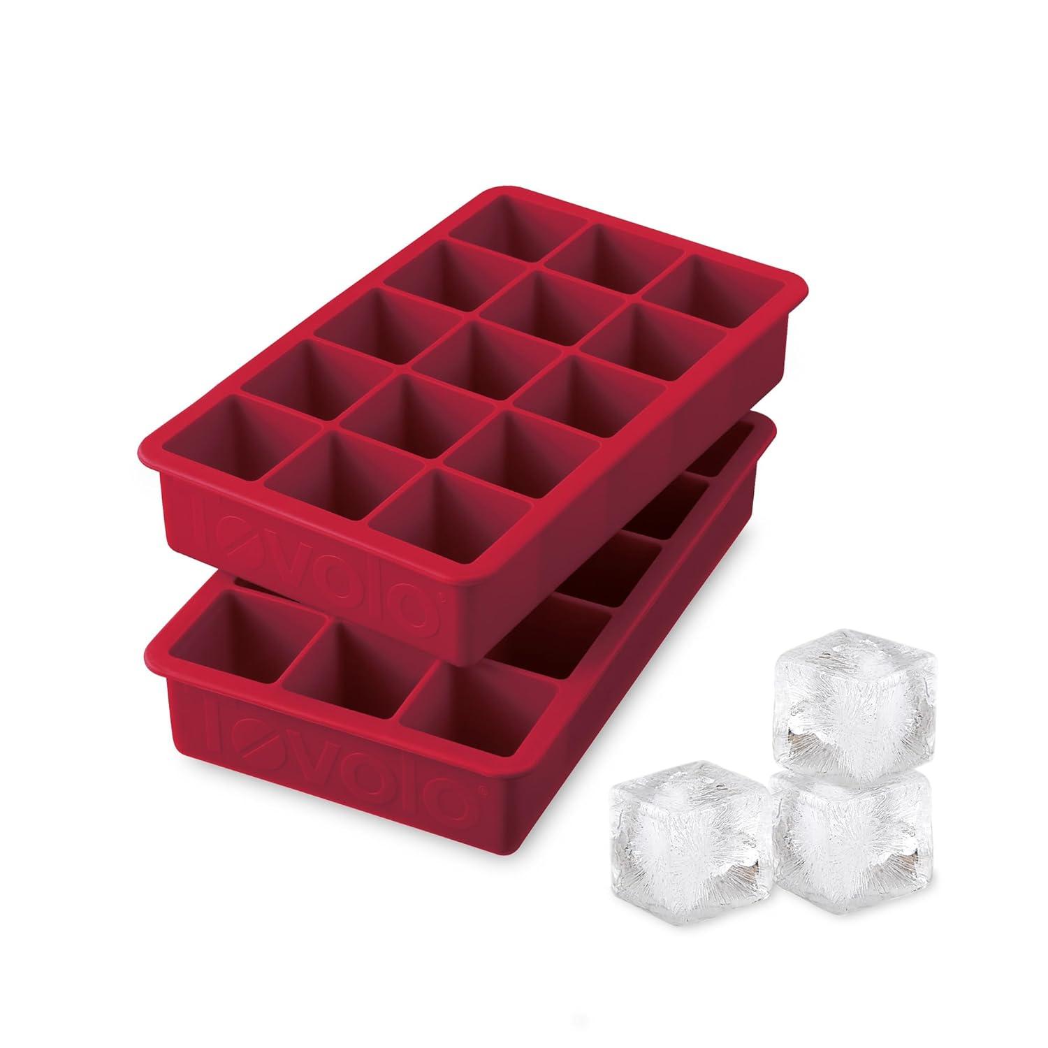 Tovolo Perfect Cube Silicone Ice Mold Freezer Tray Of 1.25" Cubes For Whiskey, Bourbon, Spirits & Liquor, BPA-Free Silicone, Fade Resistant (Set of 2)