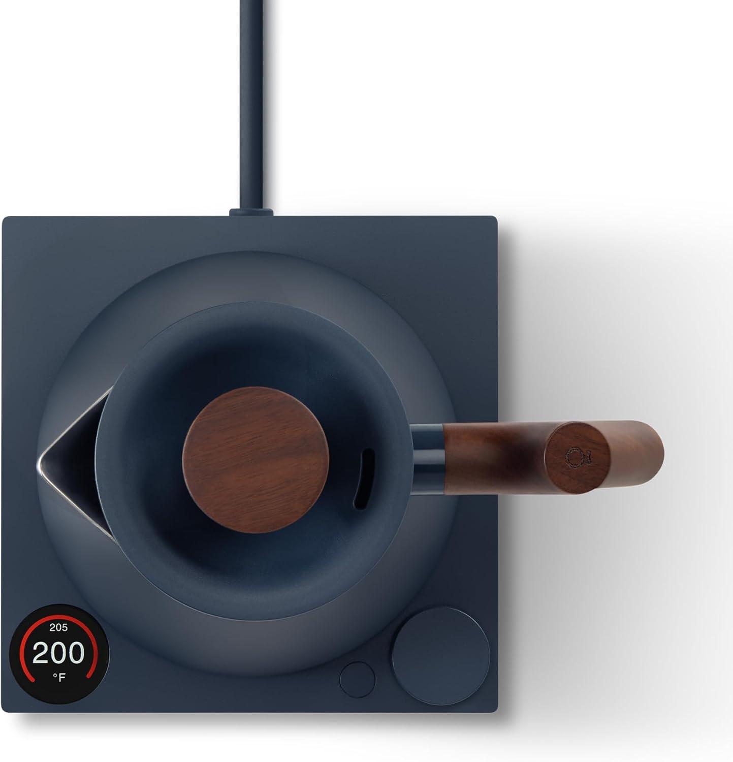 Fellow Corvo EKG Electric Tea Kettle in Stone Blue with Walnut Accents