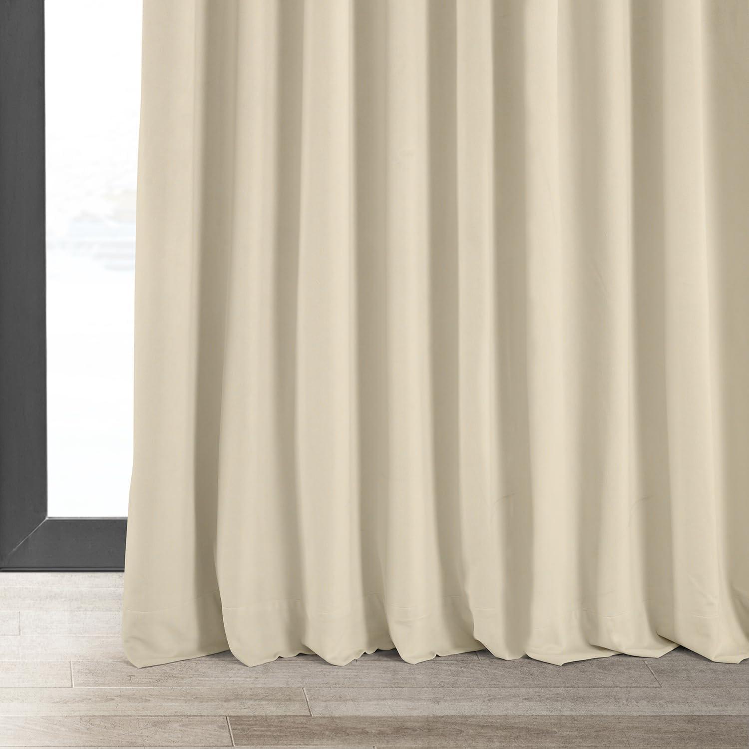 Half Price Drapes Signature Ivory Extra Wide Velvet Blackout Curtains (1 Panel), 100W X 120L