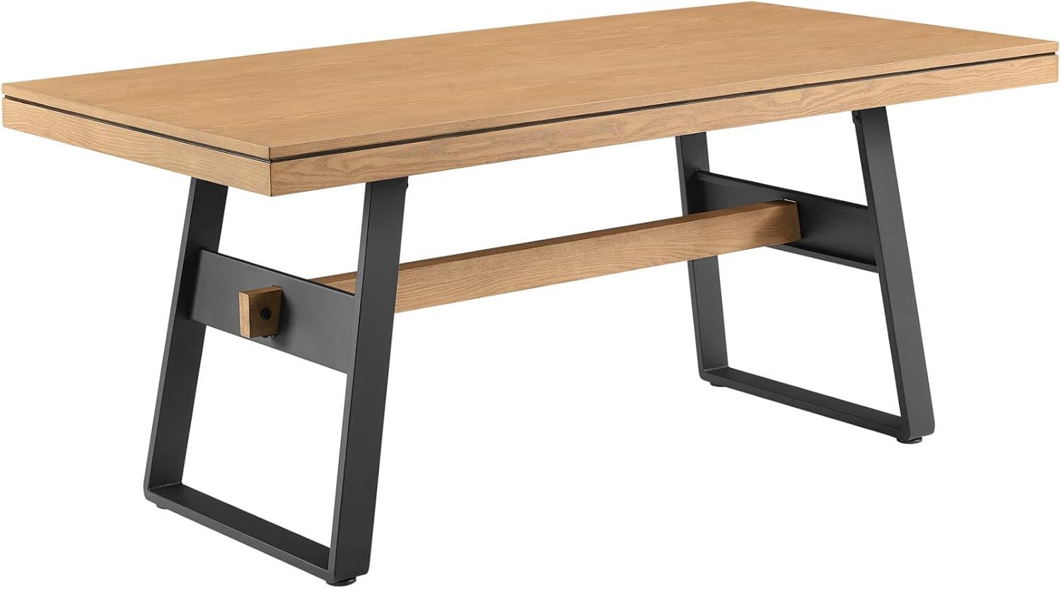 Light Oak Industrial Metal and Wood 72" Dining Table