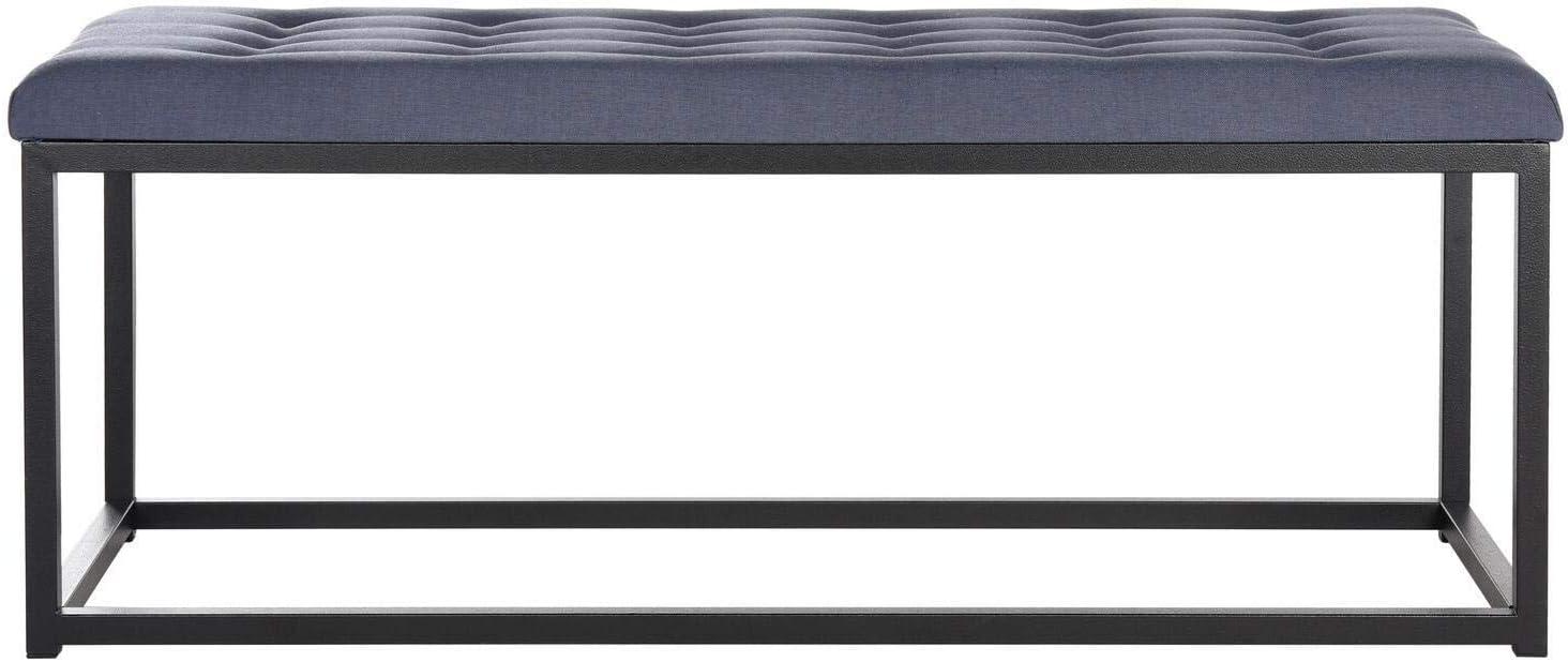 Navy and Black 48" Transitional Tufted Bench