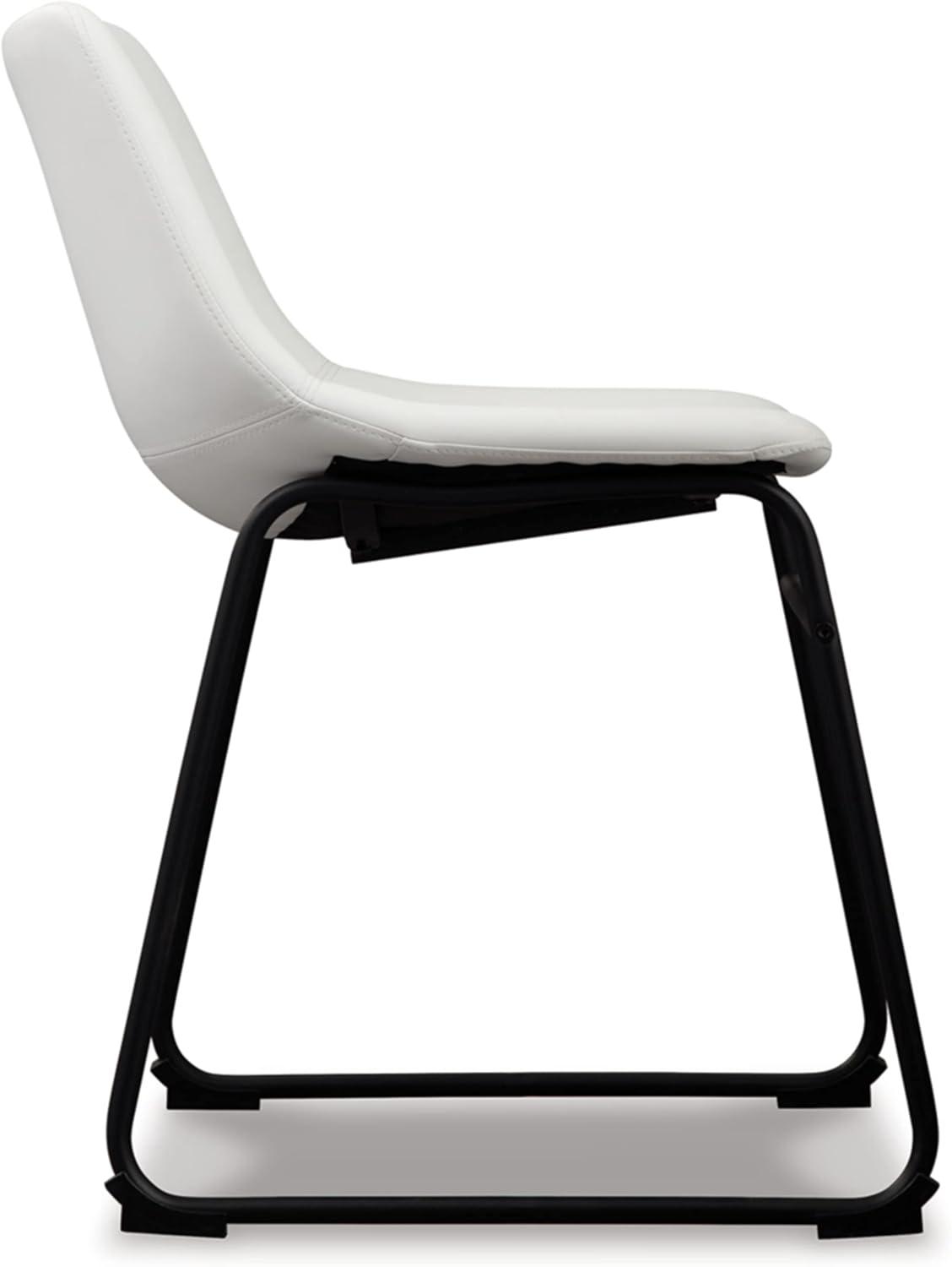 Low Urban Industrial White Faux Leather Side Chair
