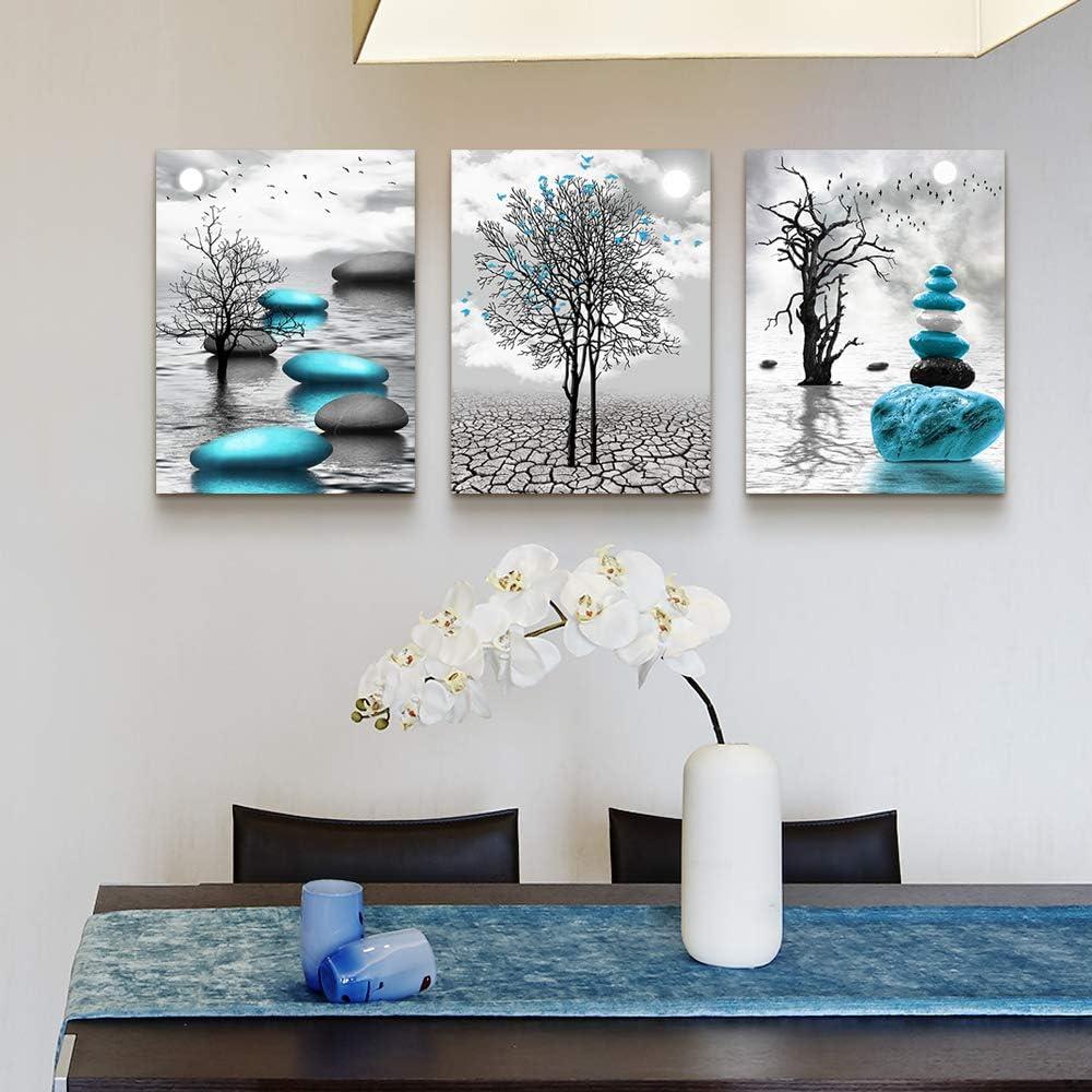 Wall Decor For Living Room Canvas Wall Art For Bedroom Office Decoration Black And White Wall Paintings Inspirational Abstract Blue Pictures Prints Artwork Home Decor 3 Piece 12x16 In