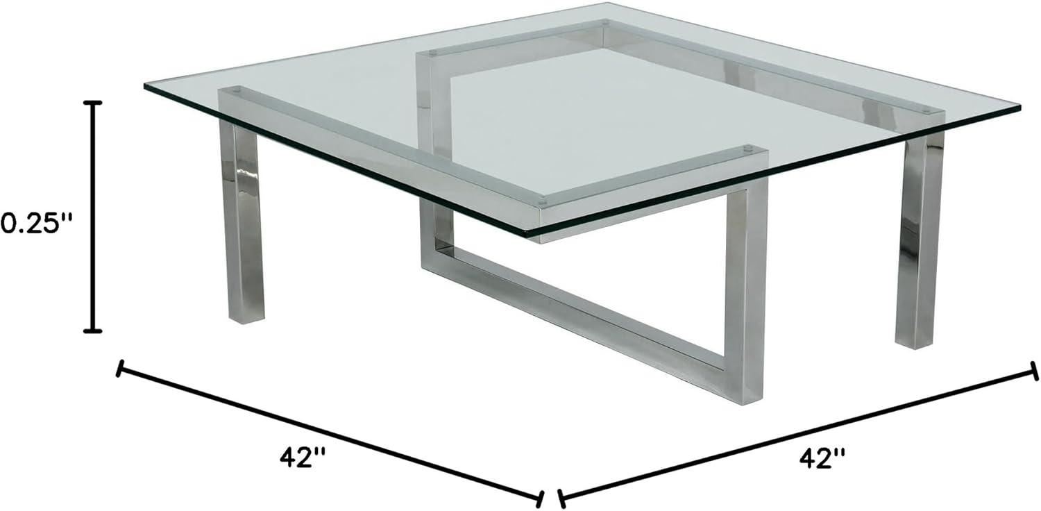42 Inch Square Glass Table Top 1/4 Inch Thick Clear Tempered Glass With Flat Edge Polished