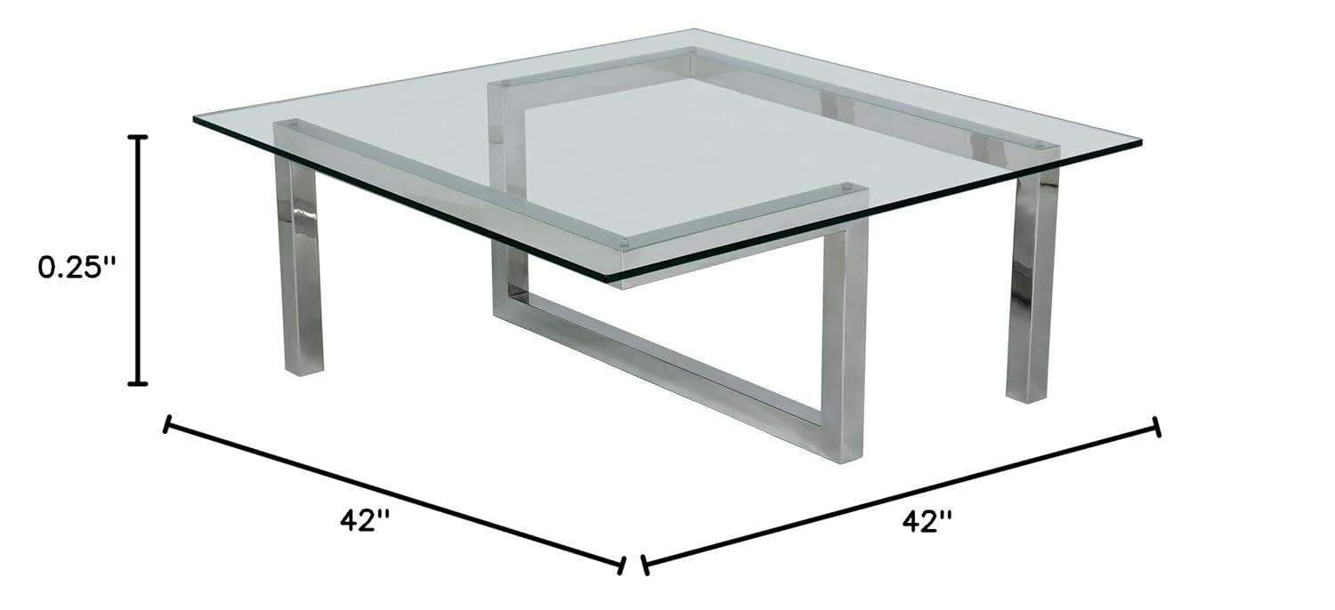 42 Inch Square Glass Table Top 1/4 Inch Thick Clear Tempered Glass With Flat Edge Polished