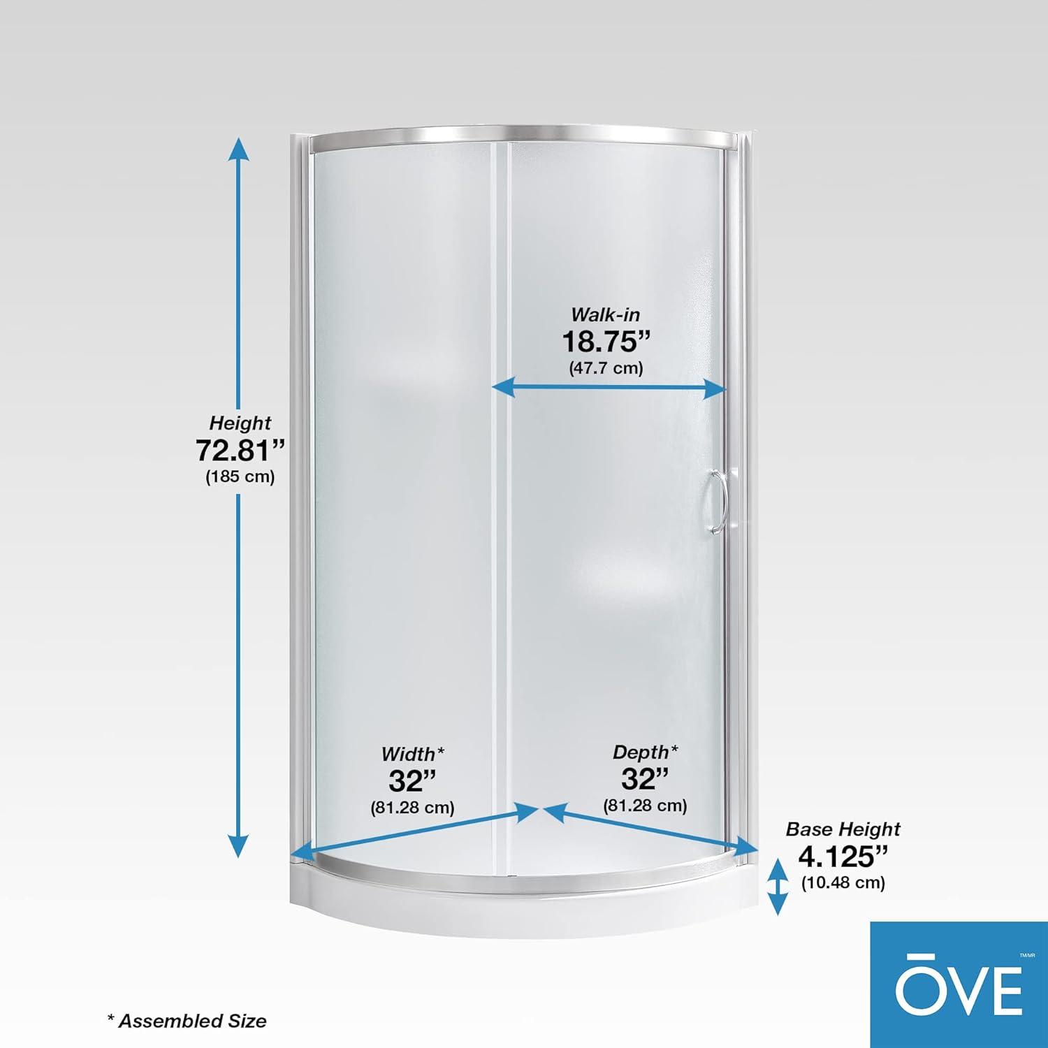 OVE Decors Breeze 33 in. Round Shower Kit w/ Frosted, Base, Wall