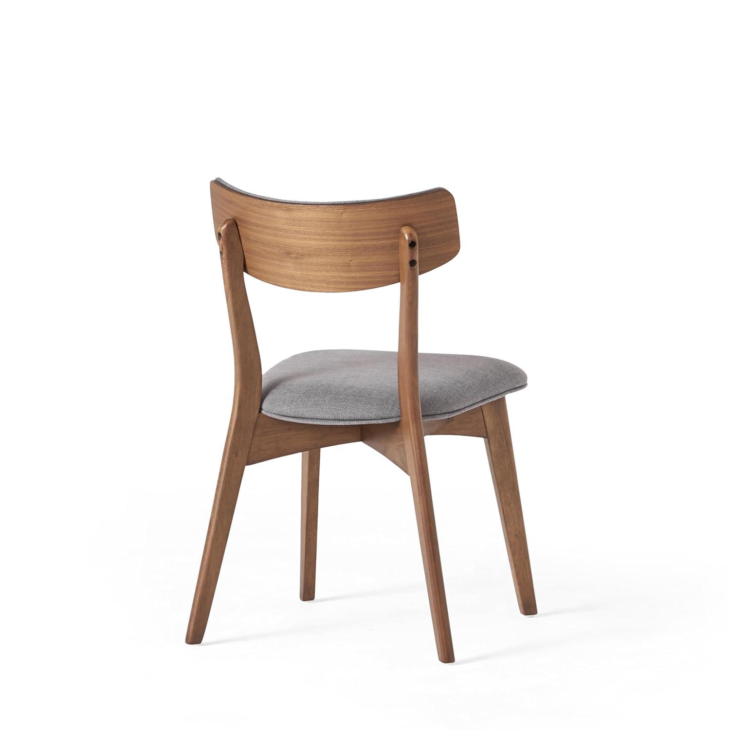 GDF Studio Crystal Indoor Mid Century Modern Fabric Upholstered Dining Chairs, Set of 2, Dark Gray and Walnut