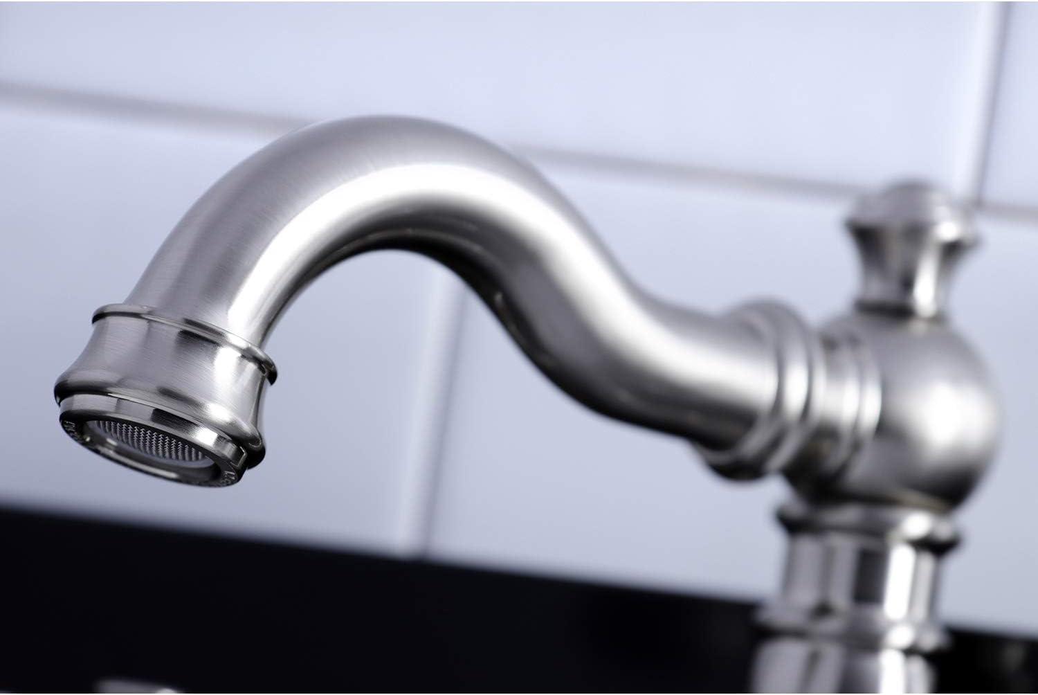 Kingston Brass English Classic Two-Handle 3-Hole Deck Mount Widespread Bathroom Faucet with Pop-Up Drain