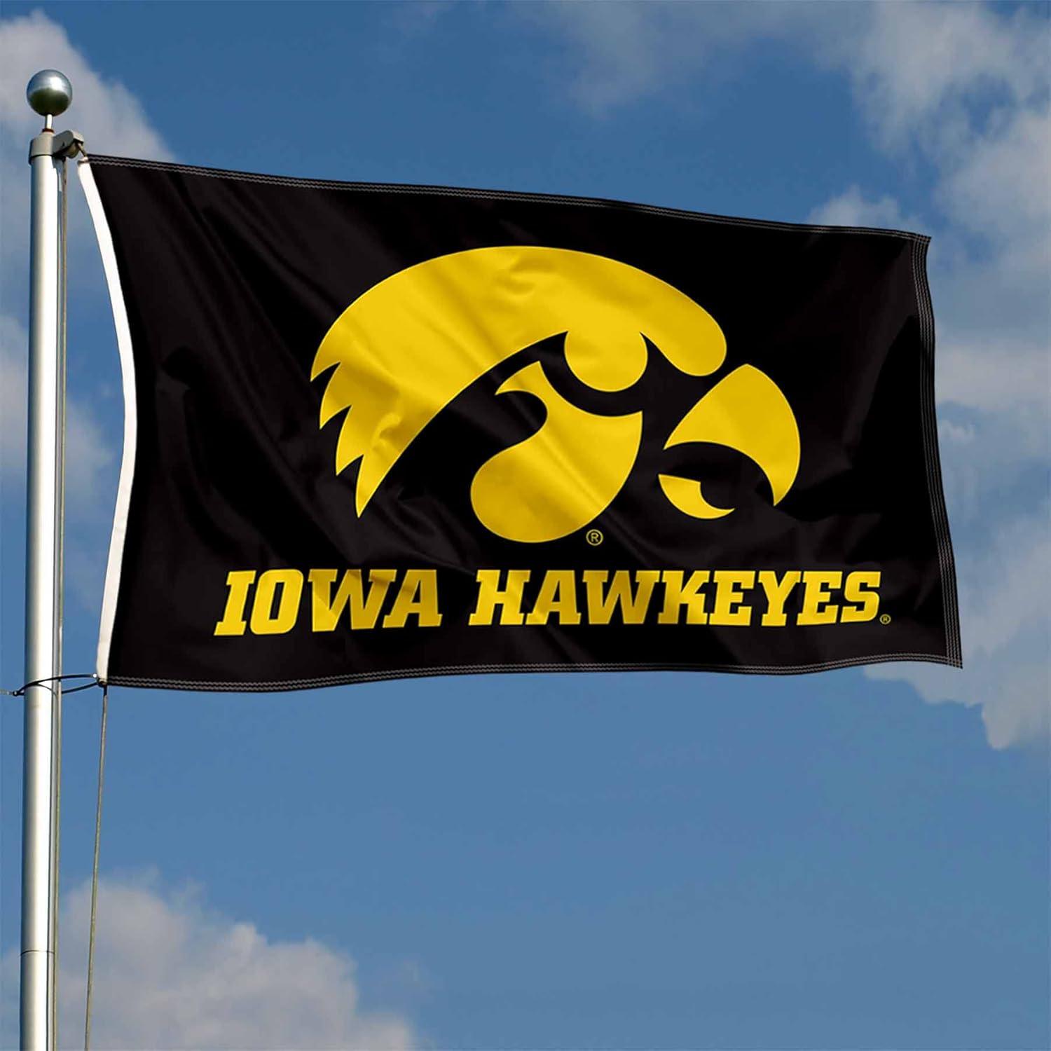 BSI PRODUCTS, INC. - Iowa Hawkeyes 3’x5’ Flag with Heavy-Duty Brass Grommets - UI Football, Basketball & Baseball Pride - High Durability - Designed for Indoor or Outdoor Use - Great Gift Idea