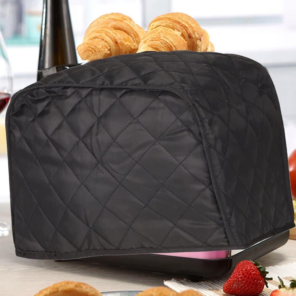 Numjaw 2-Slice Toaster Cover, Quilted Toaster Cover with Top Handle for Home, Kitchen Small Appliance Dust Fingerprint Cover(Black)