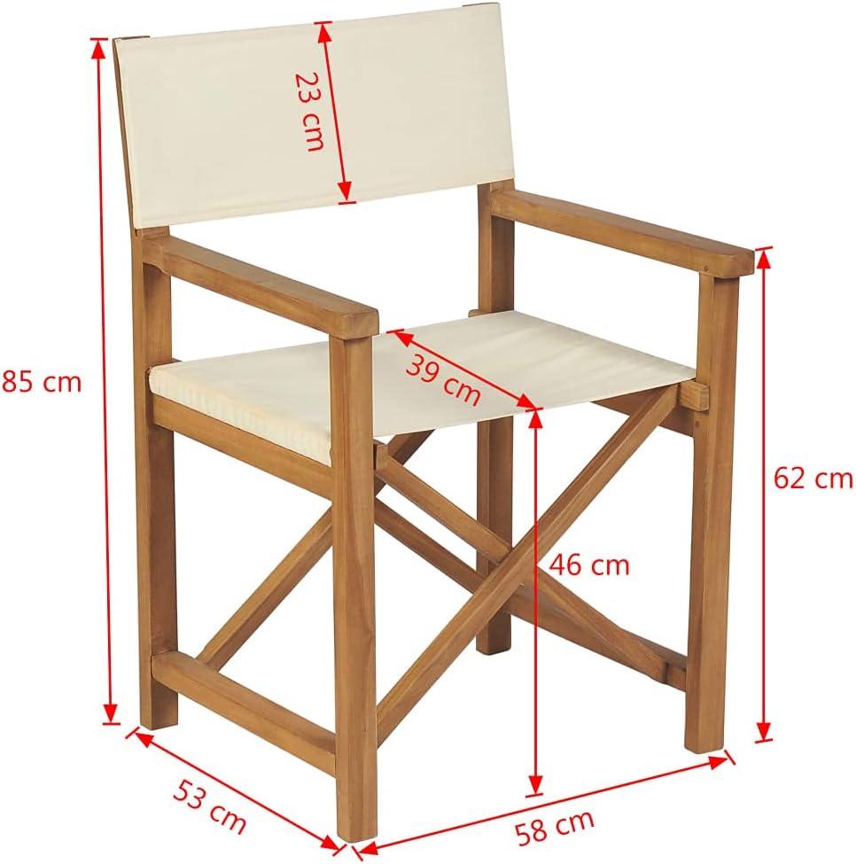 Teak Wood Folding Director's Chair with Cream Canvas