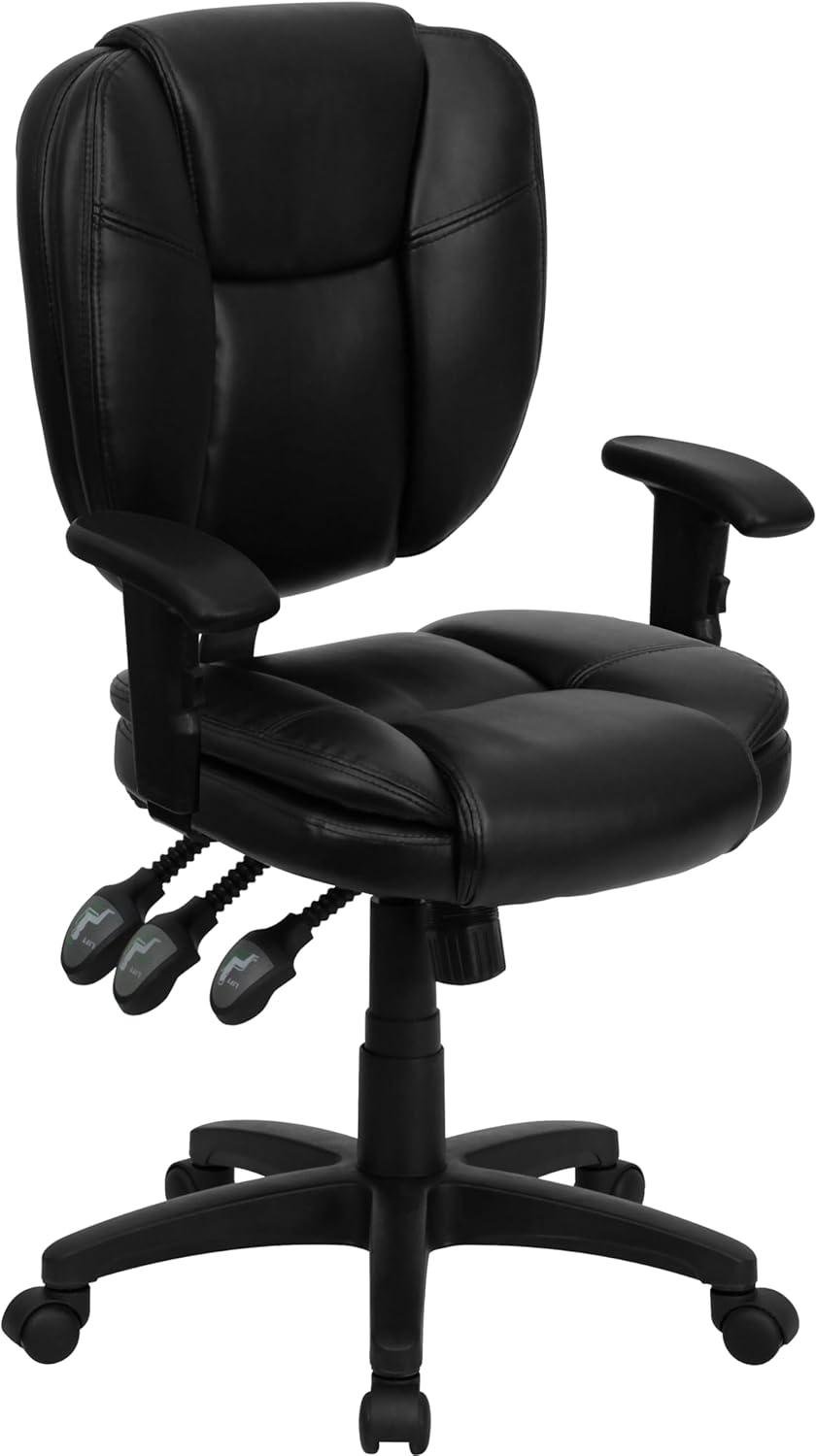 Flash Furniture Mid-Back Multifunction Swivel Ergonomic Task Office Chair with Pillow Top Cushioning and Adjustable Arms