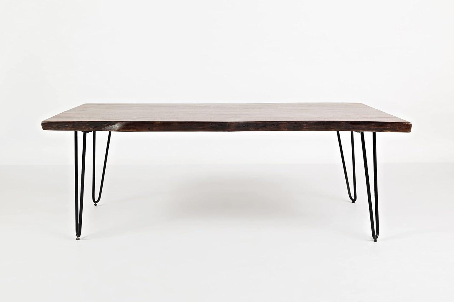 Transitional Acacia Wood Coffee Table with Sleek Metal Legs