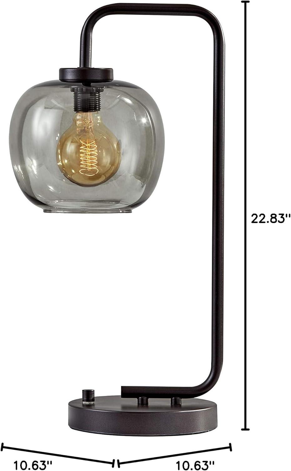 Ashton Matte Black Adjustable Desk Lamp with Smoked Glass Shade