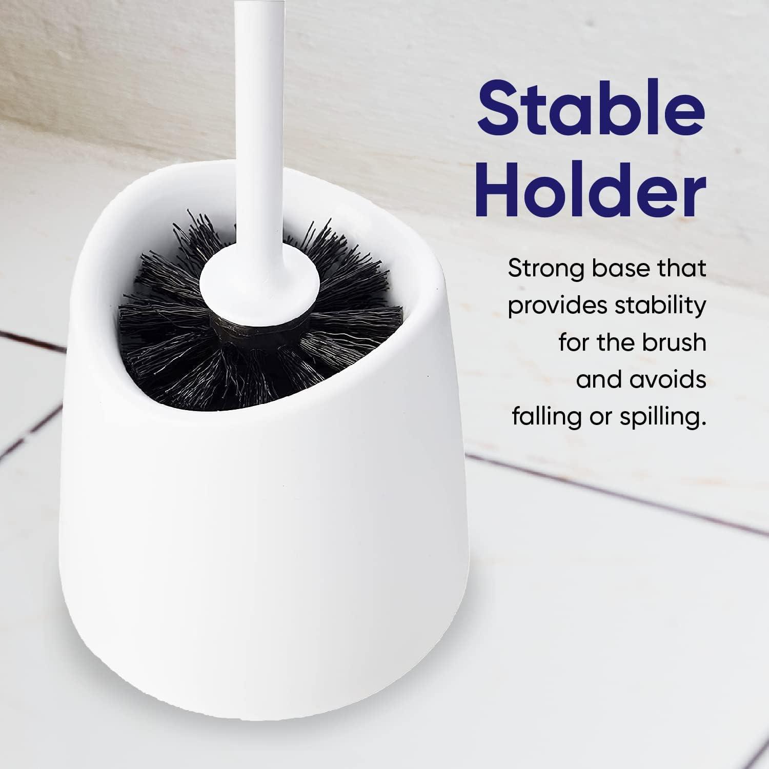 Modern Toilet Brush and Holder, White Toilet Bowl Scrub Brush with Storage Caddy, Bathroom Cleaner. by Superio