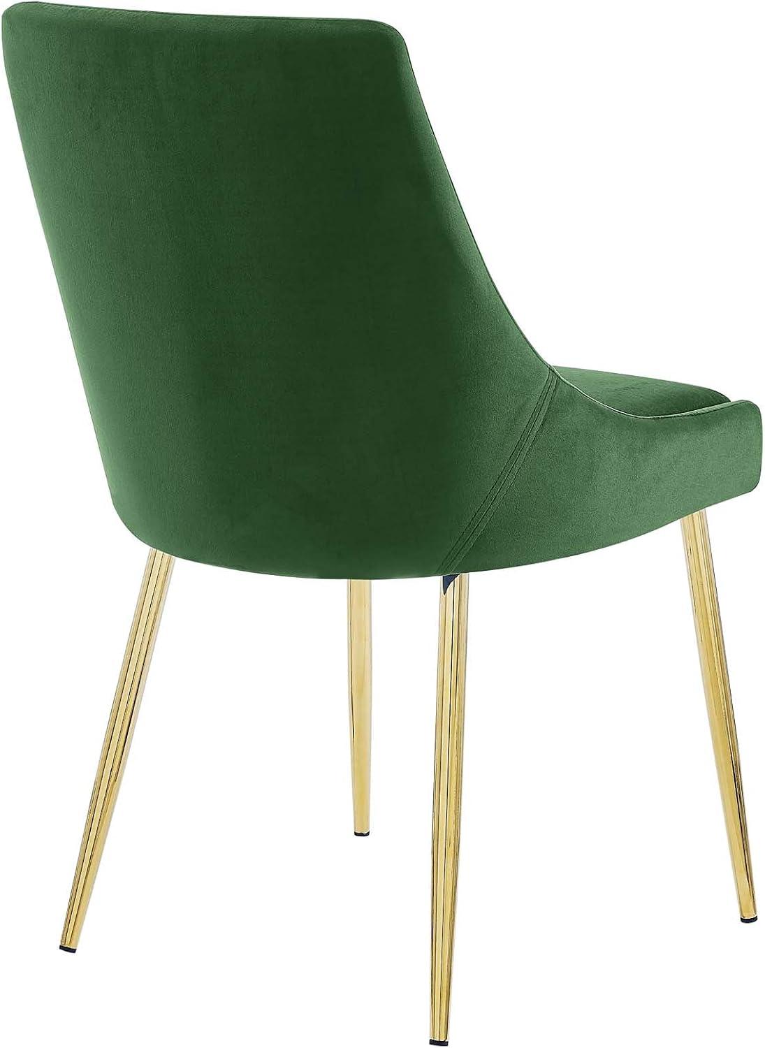 Low Parsons Side Chair in Gold Emerald Velvet with Wood & Metal