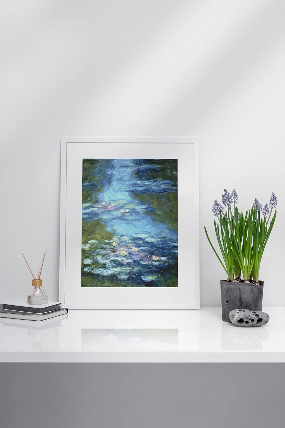 Claude Monet Water Lilies Poster Circa 1916 Flower Pond Painting Famous Artist French Impressionist Painter Artwork Art Items Floating Home Living Room Bedroom Cool Wall Art Print Poster 12x18