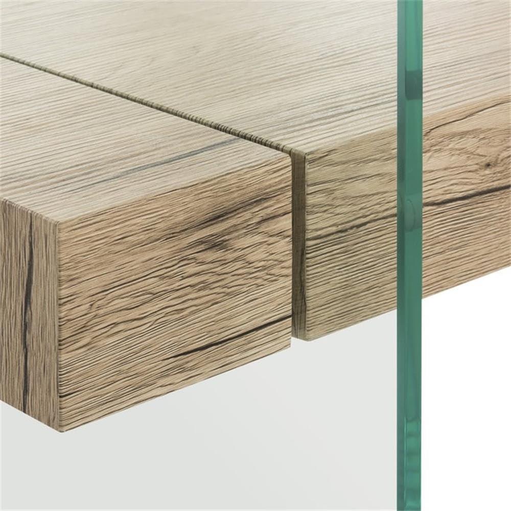 Kayley Coffee Table - Glass/Natural Wood Rack - Safavieh