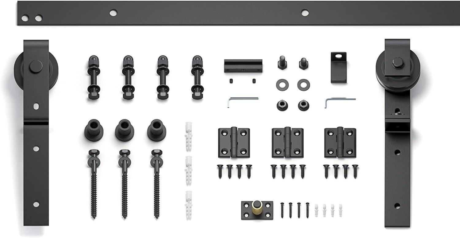 84'' Assembled Solid Wood Bi-Fold Barn Doors with Installation Hardware Kit