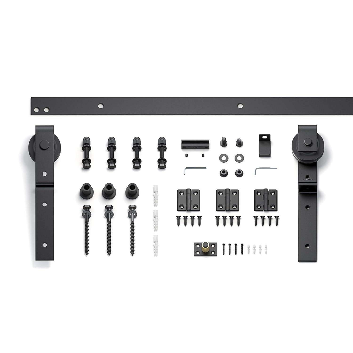 84'' Assembled Solid Wood Bi-Fold Barn Doors with Installation Hardware Kit