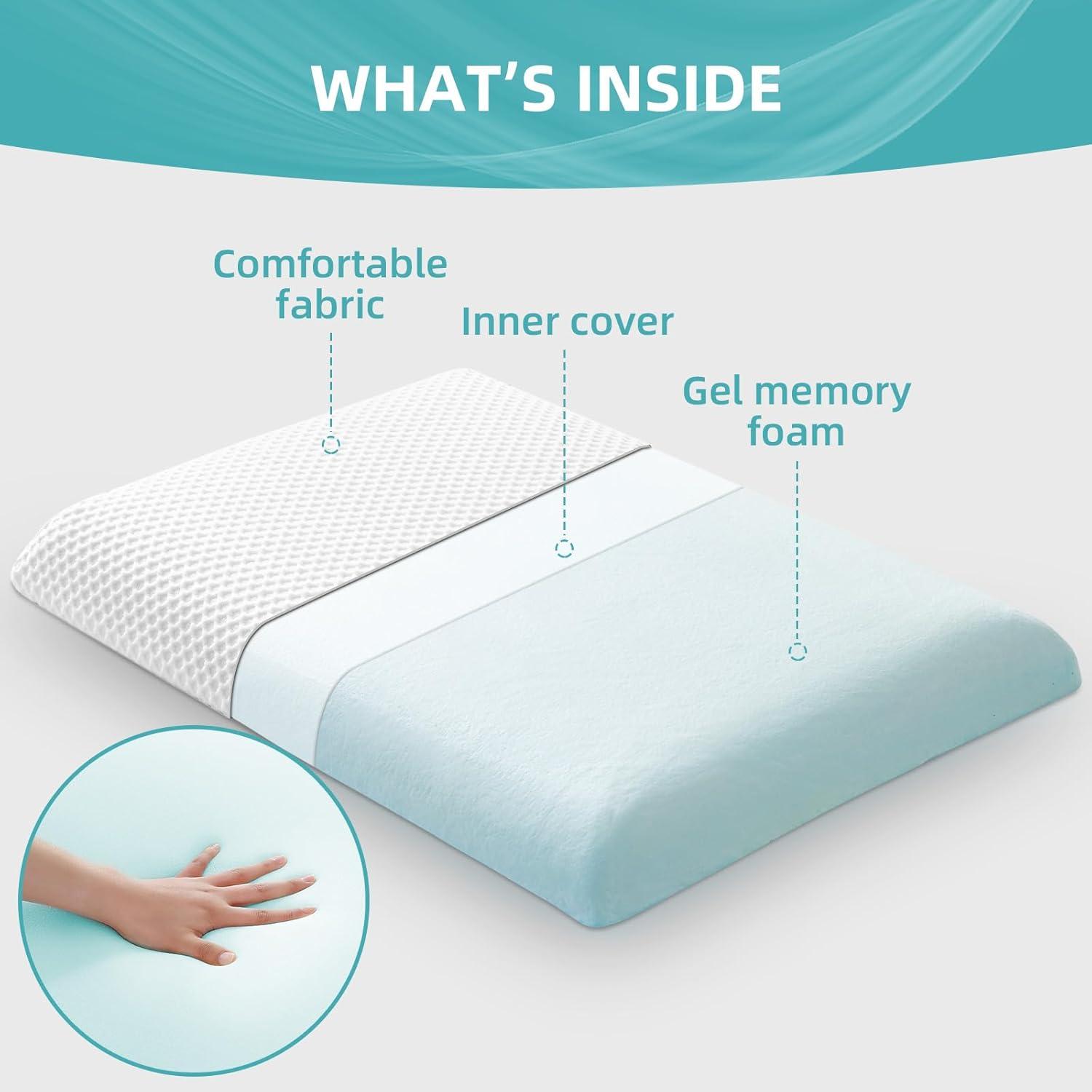 Ultra-Thin Gel-Infused Memory Foam Pillow for Stomach Sleepers