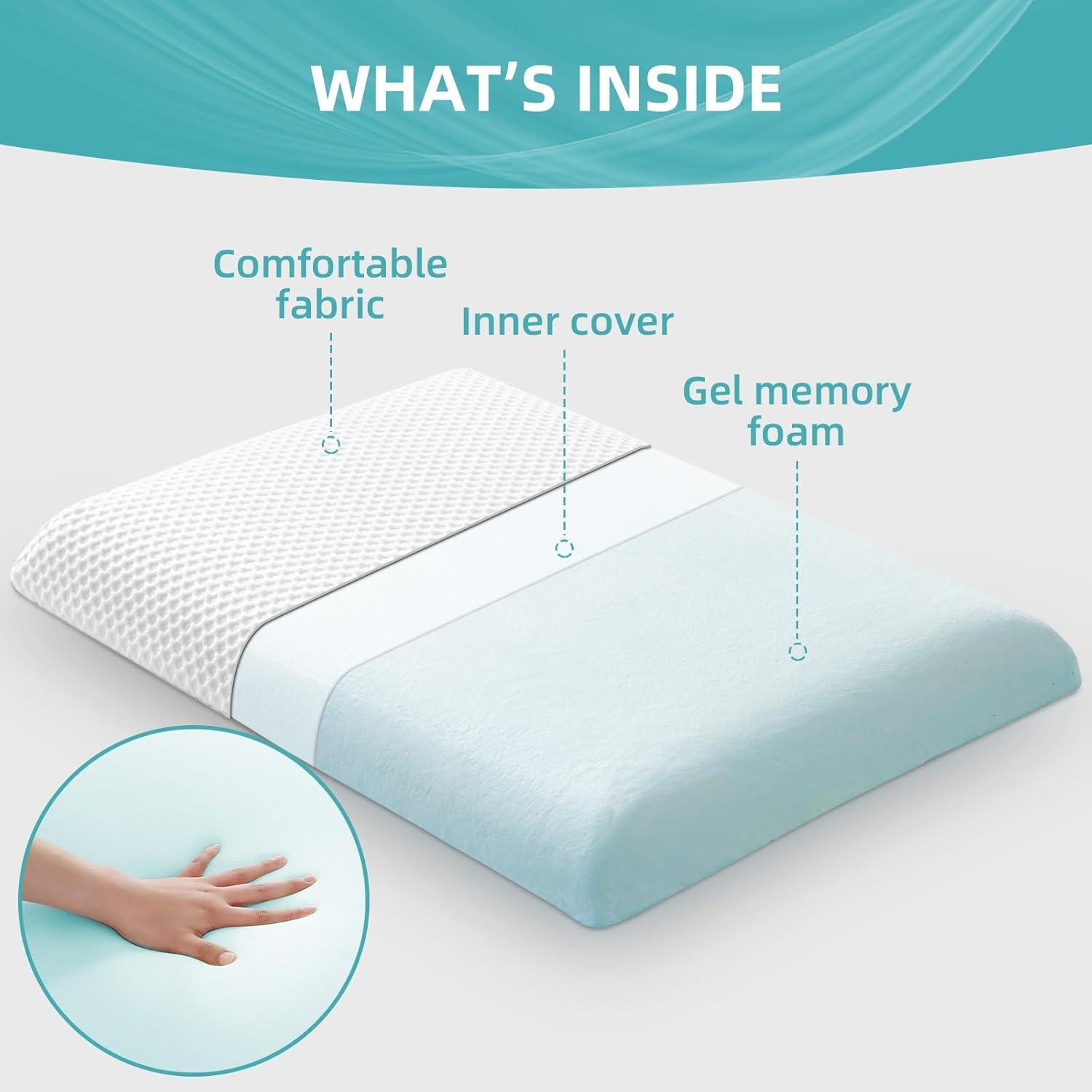 Ultra Thin & Flat Memory Foam Pillow,Low Profile Slim & Thin Pillow for Stomach Sleeper,Side Sleeper,Oeko-TEX & CertiPUR-US Double Certification 23.5 x 15.5 x 2.4 Inches