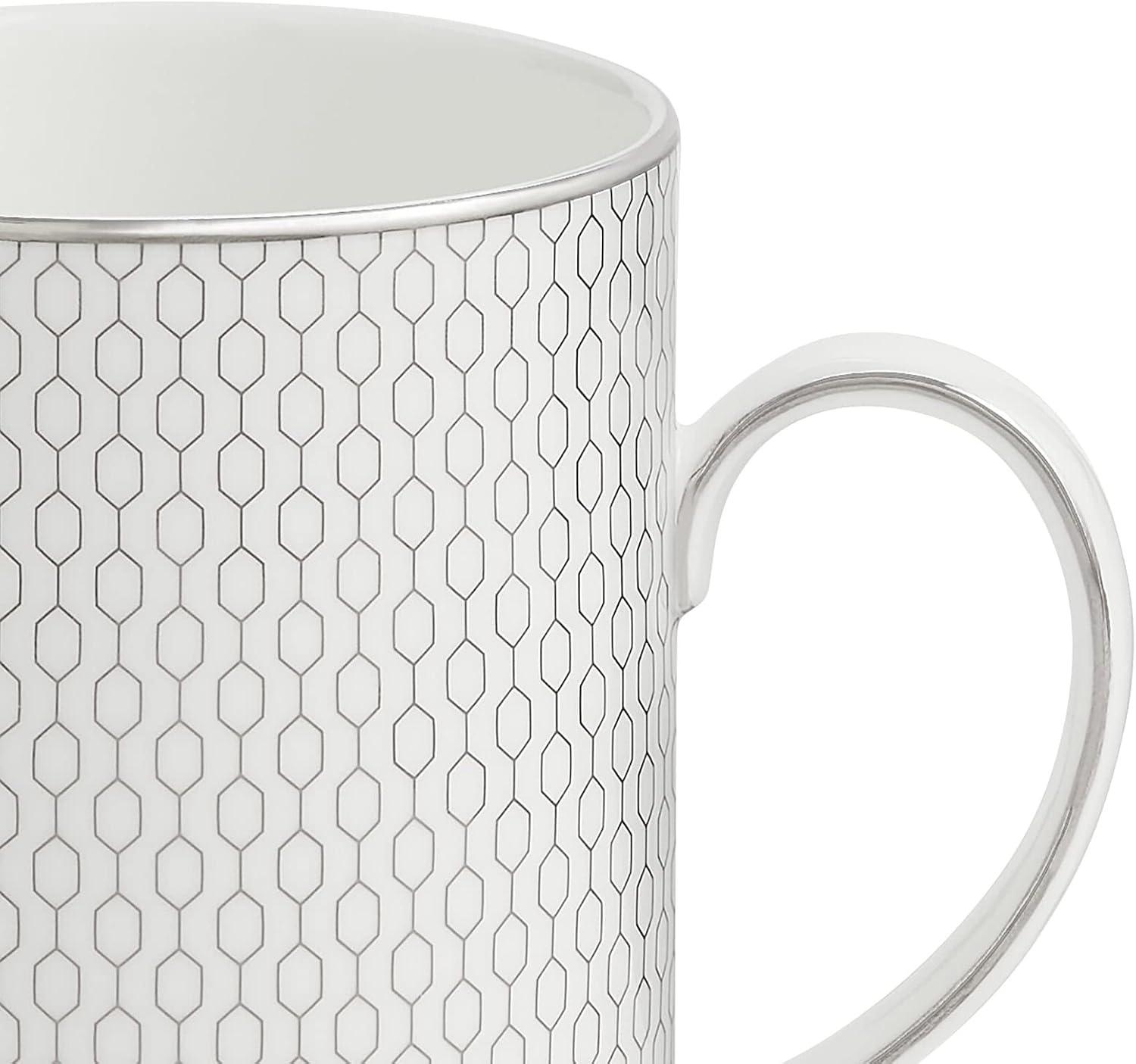 Gio Platinum Geometric Ceramic Mug with Metallic Accents