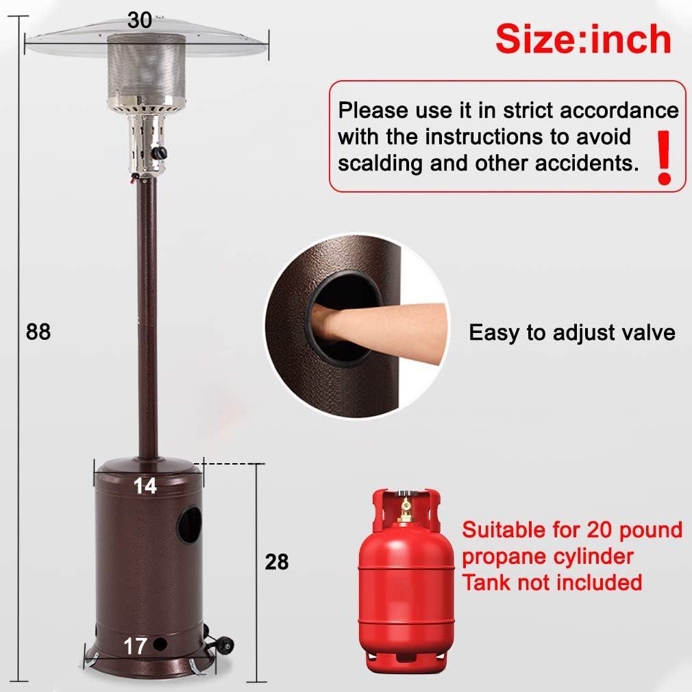 Bronze Propane Outdoor Patio Heater with Tip-Over Protection