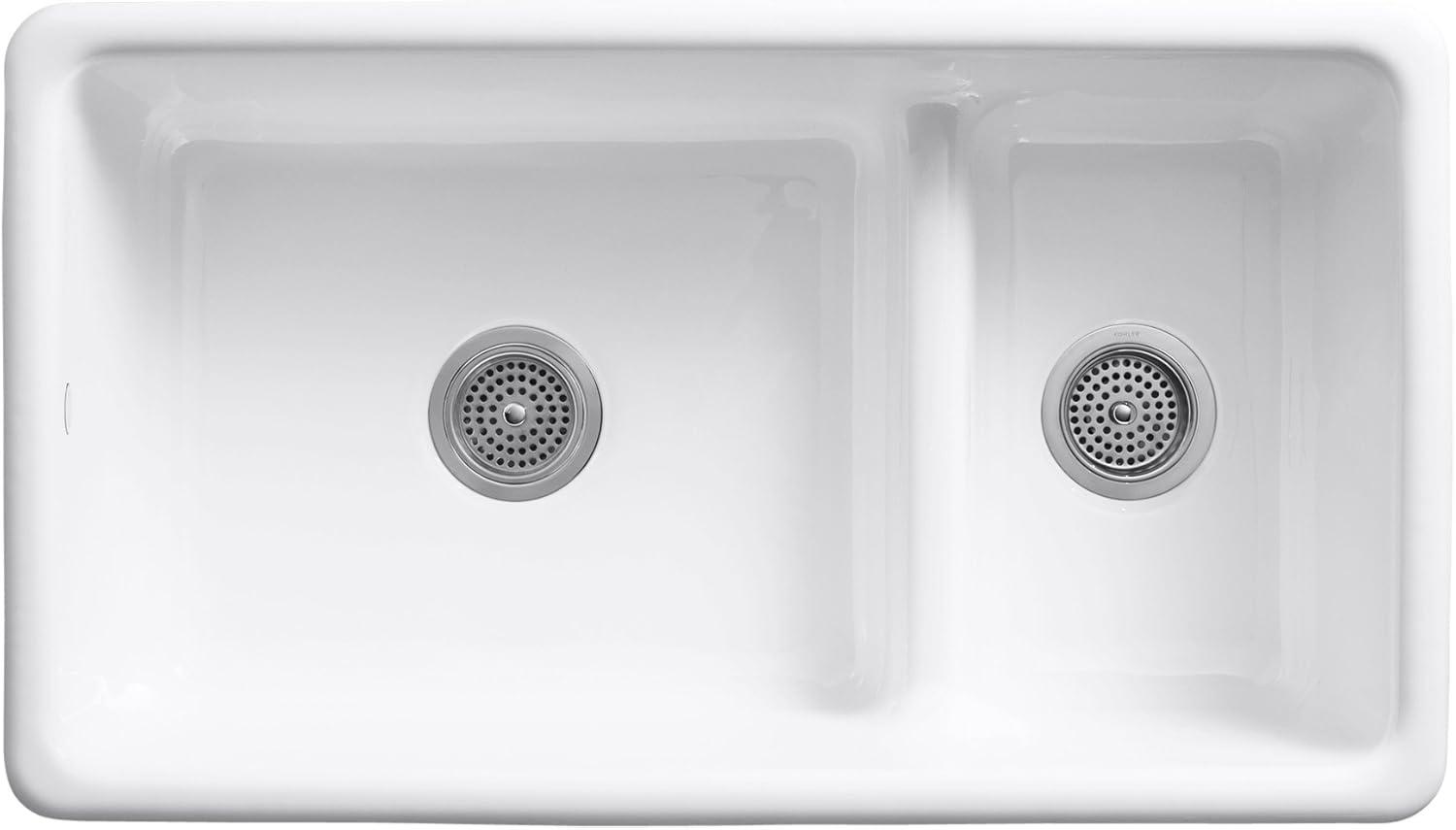 Iron Tones 33" L x 18.75" W Large/Medium Double-Bowl Kitchen Sink