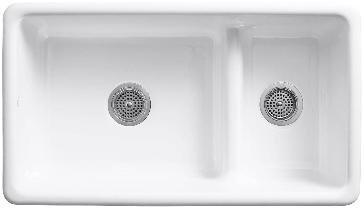 Iron Tones 33" L x 18.75" W Large/Medium Double-Bowl Kitchen Sink