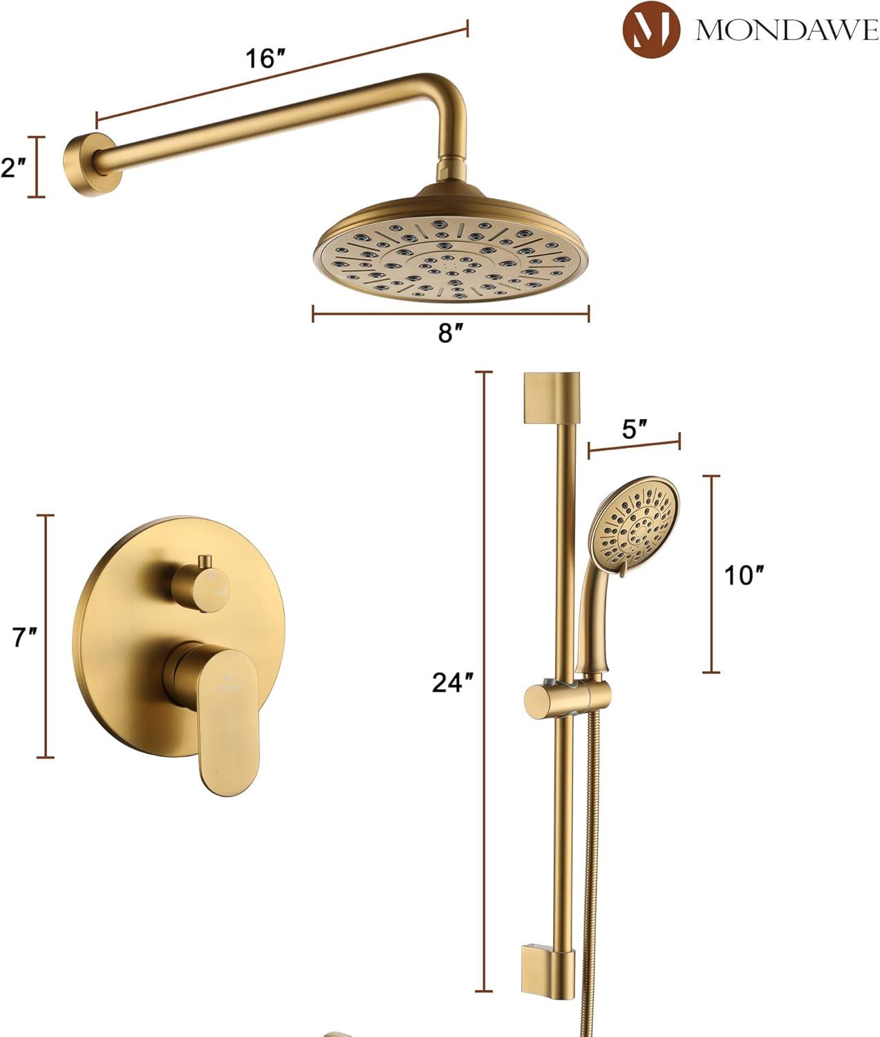 mondawe Calliope Wall Mounted 3 Function Retro Shower System with 3 Setting Handheld MD-A3815-BG3