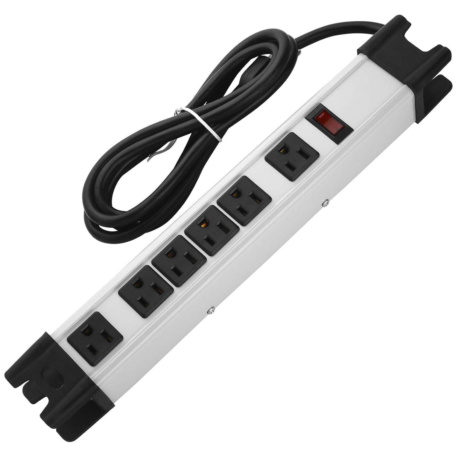 Strongway 6-Outlet Steel Power Strip, 14/3 Ga., 15 Amps
