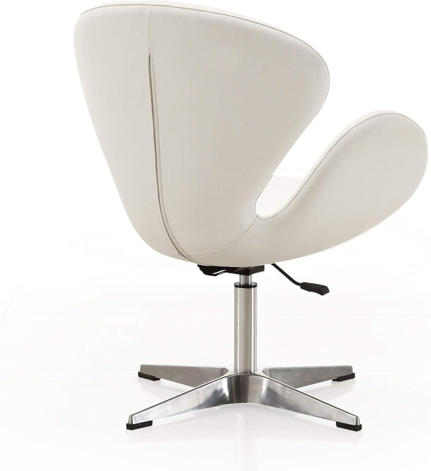 Set of 2 Raspberry Faux Leather Adjustable Swivel Chairs White - Manhattan Comfort