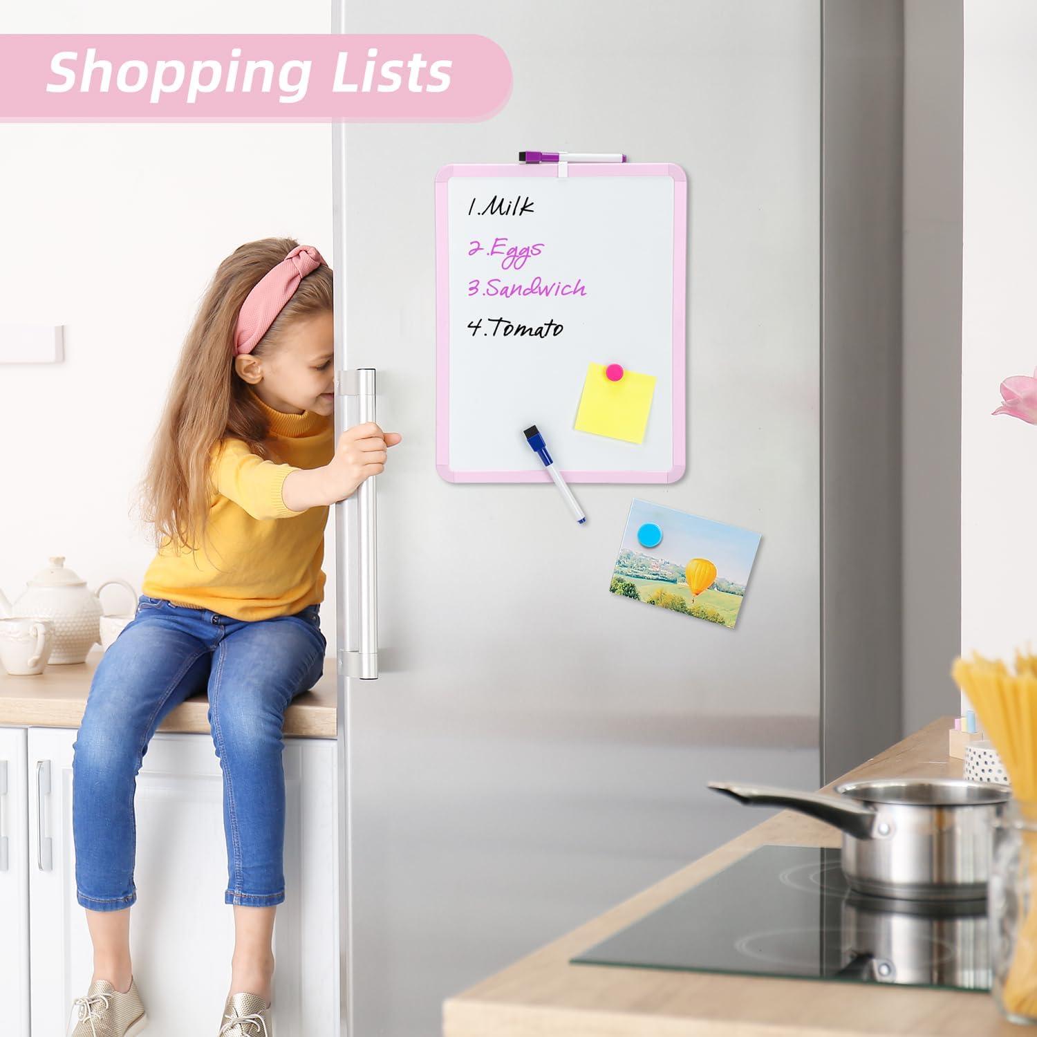 VUSIGN Small White Board Dry Erase, 14'' x 11'' Magnetic Dry Erase Board, Mini Whiteboard with Markers for Kids, Students, Fridge, Wall, Locker