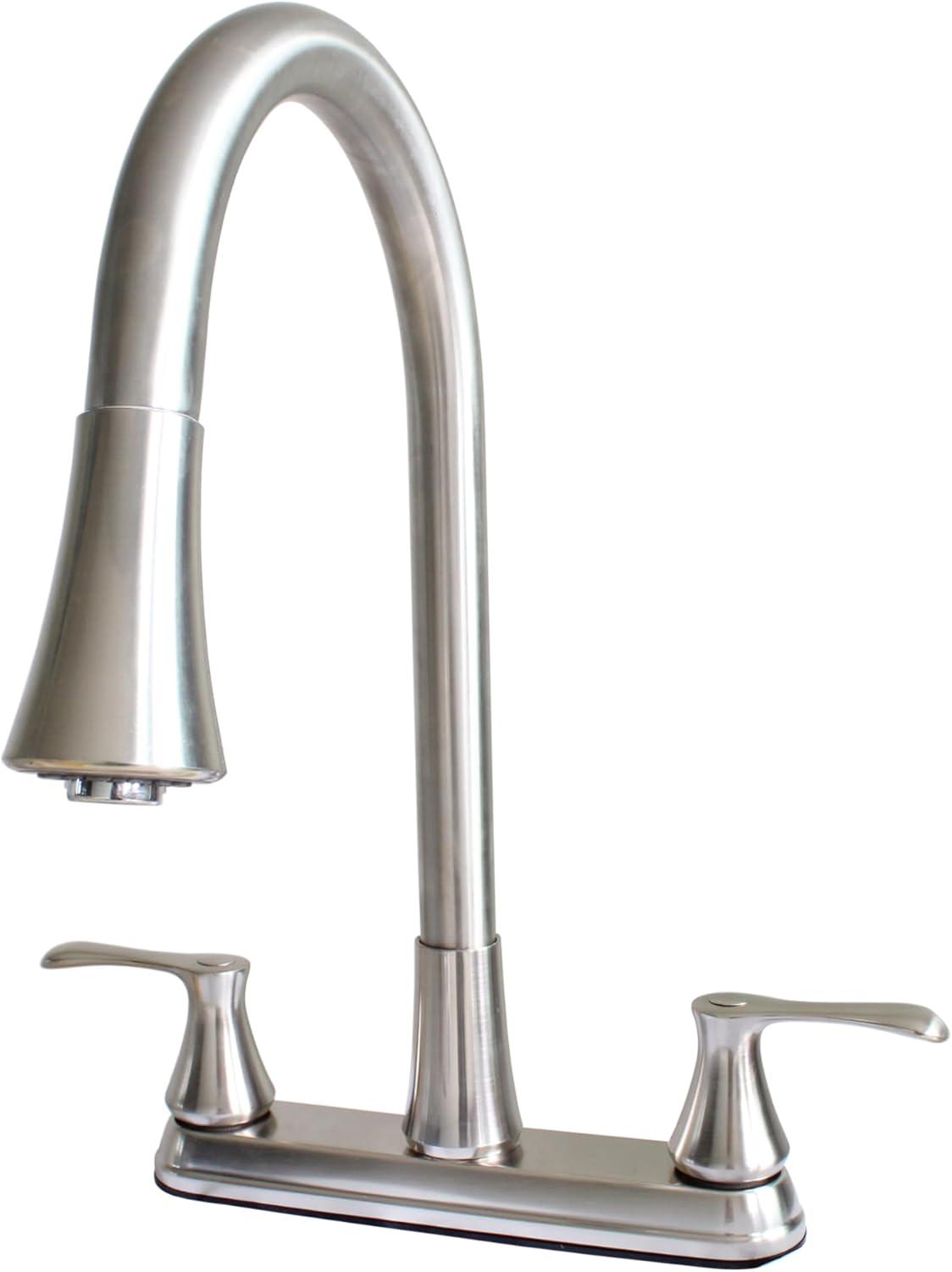 22167143 -Hybrid Metal Kitchen Sink Faucet 28mm Spout with Pull down Spray Brushed Nickel