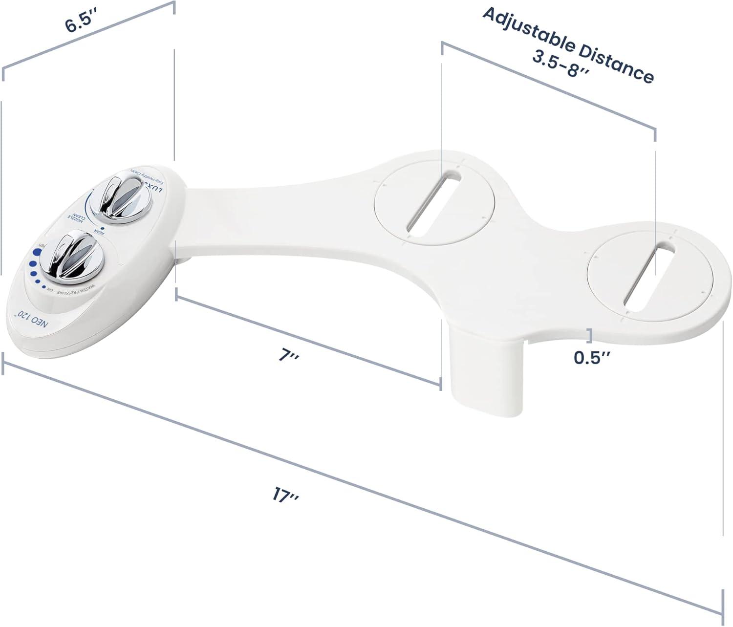 NEO 120 Mechanical Bidet Attachment White - LUXE Bidet: Hygienic Wash, Easy Install, Non-Electric, Ceramic Core