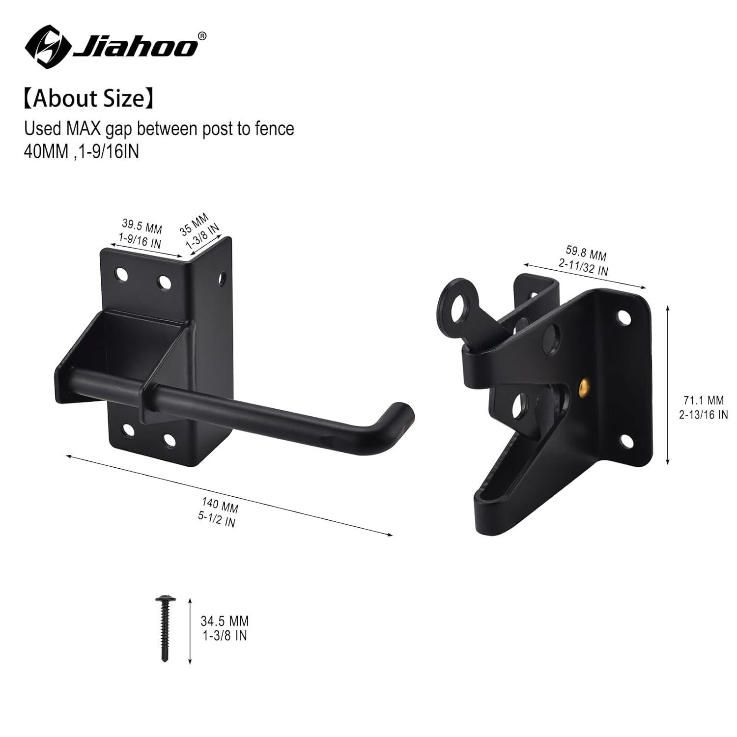 Heavy Duty Automatic Gate Latch for Wooden Fences,Self Locking Metal Gates for Vinyl Fence Outswinging Pool Gate Door Latches, Black
