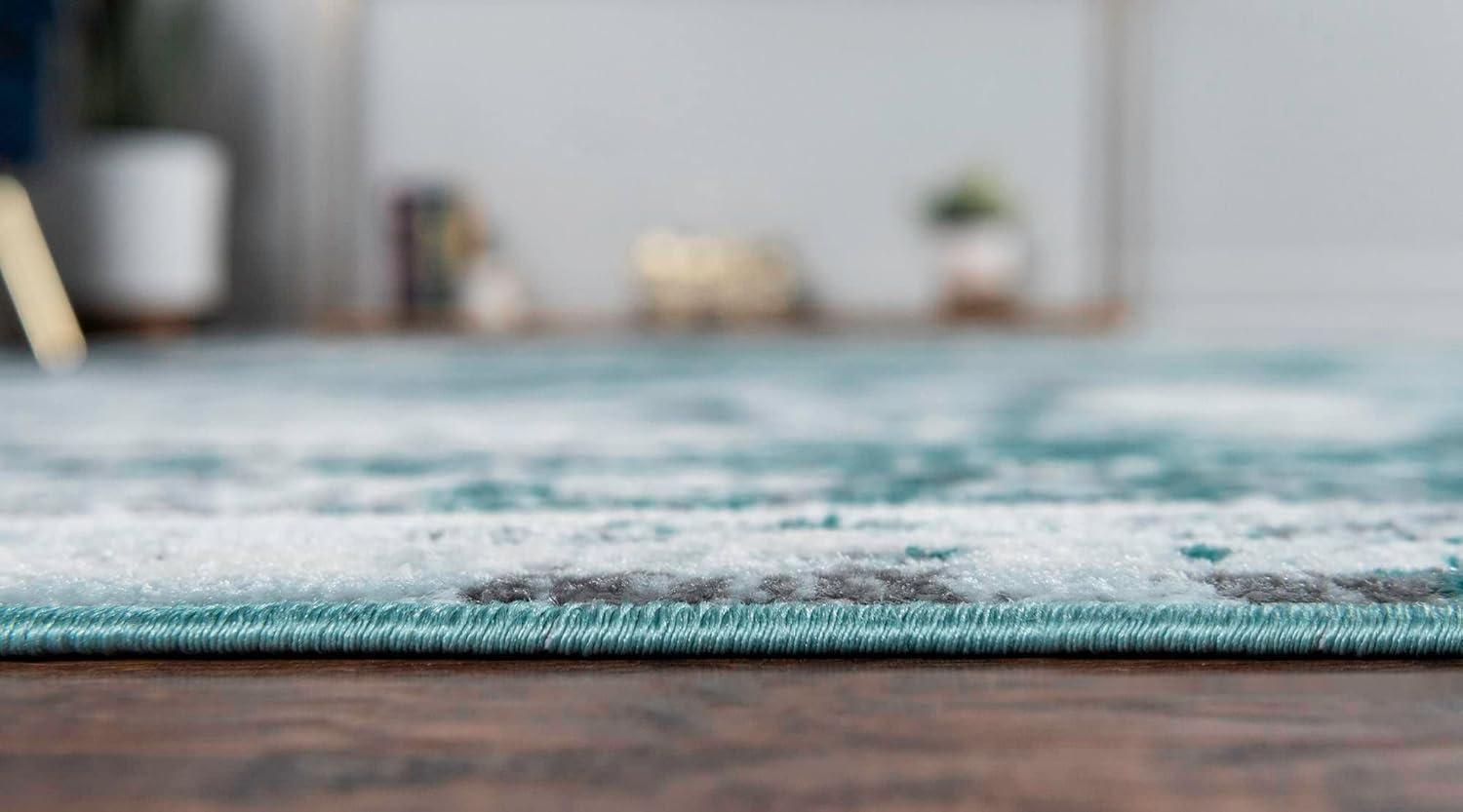 Unique Loom Sofia Collection Area Rug - Salle Garnier (6' 1" x 9' Rectangle Turquoise/Blue)