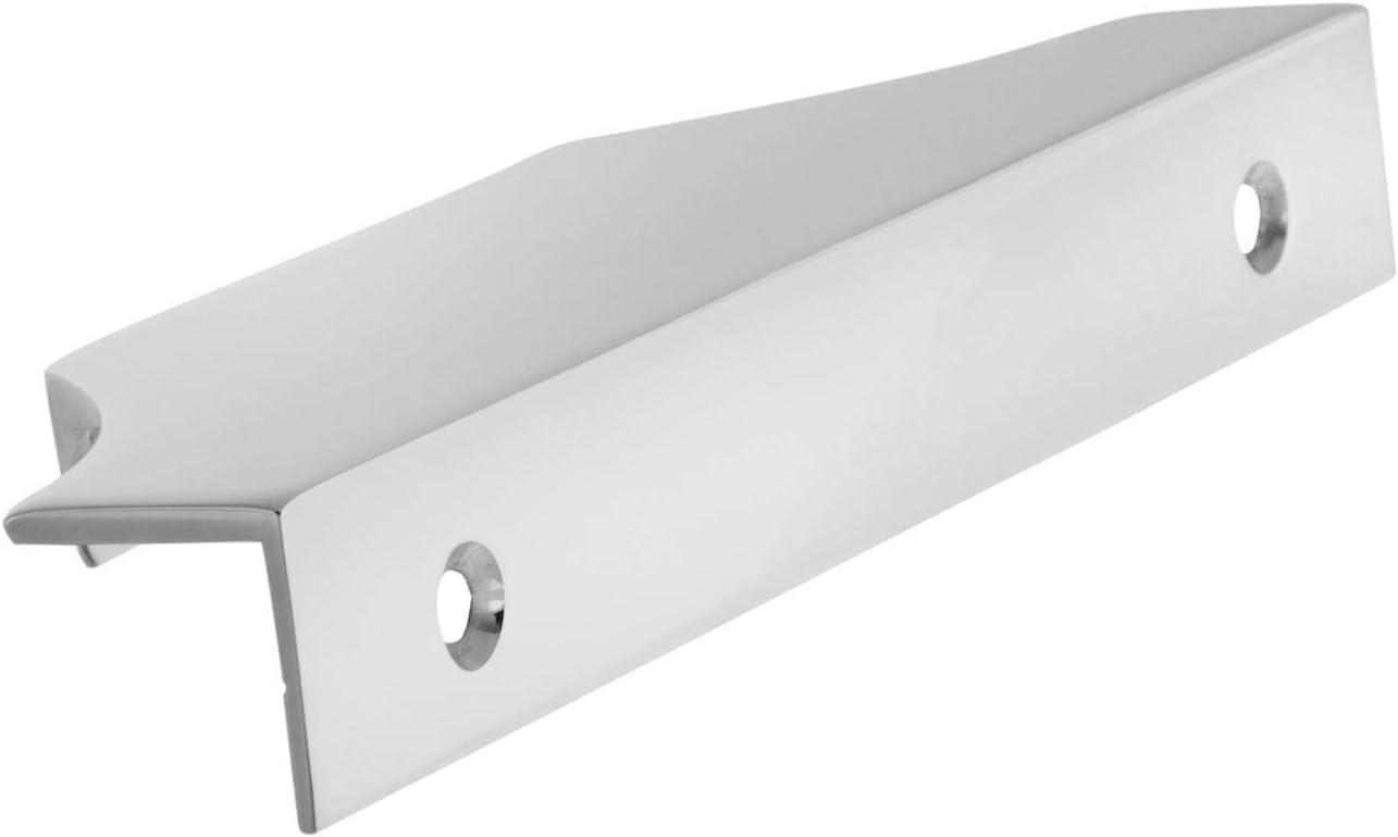 Polished Chrome Modern Cabinet Edge Pull with Mounting Hardware