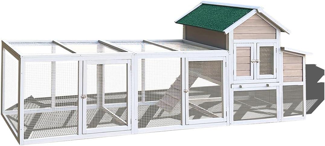 122" Large Wood Chicken Coop Hen House with Nesting Box and Run