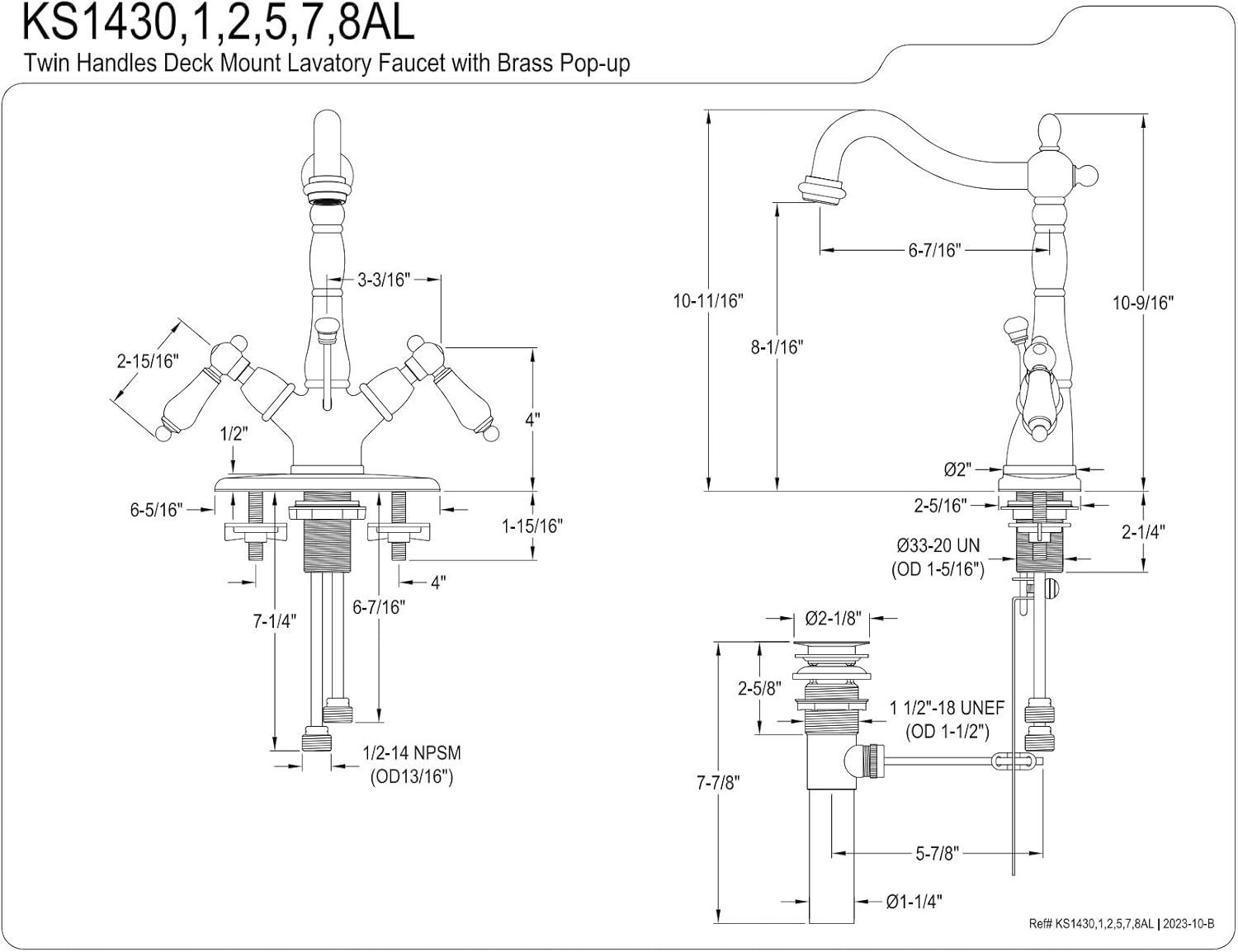 Heritage Brushed Brass 4" Centerset Traditional Bathroom Faucet